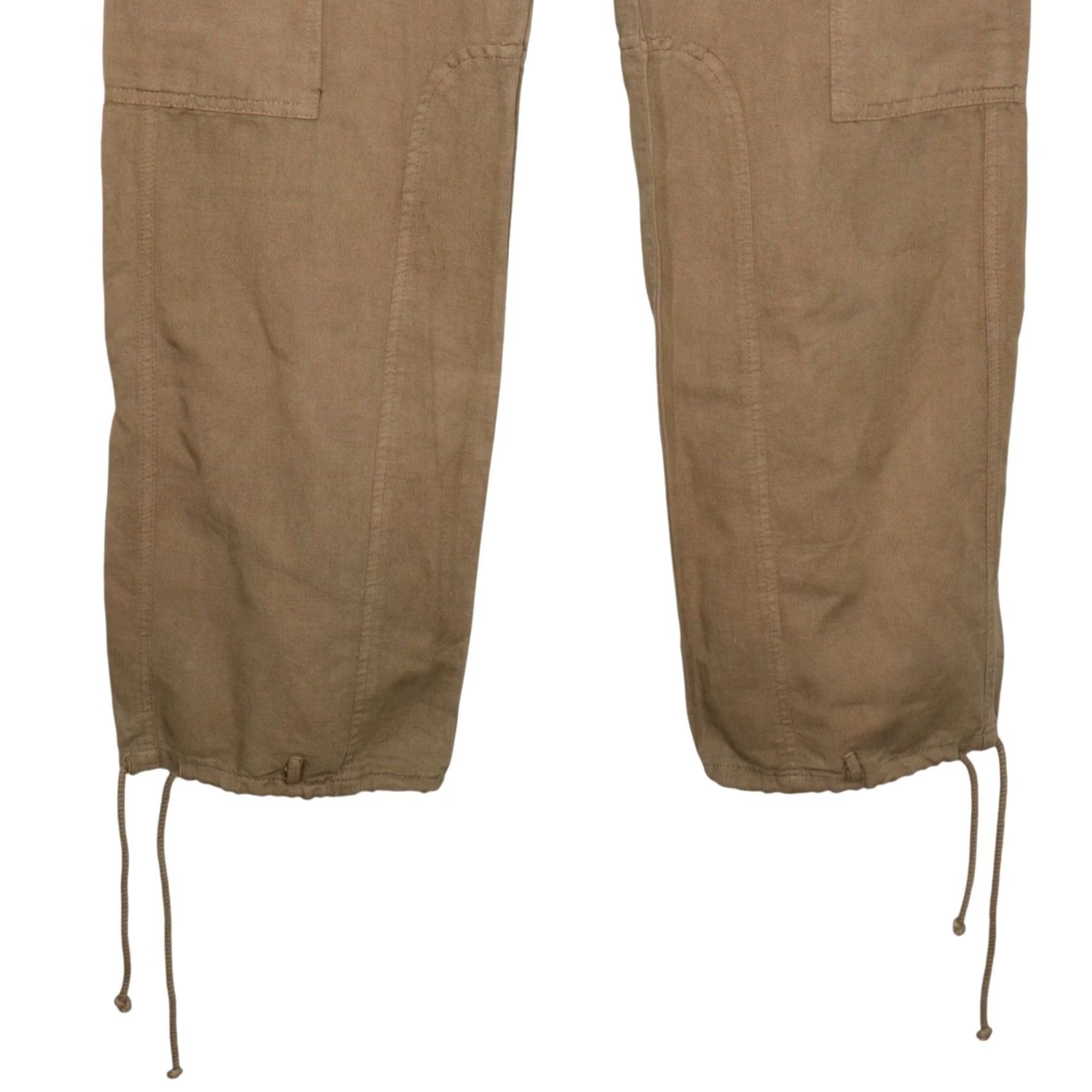 Vintage Burning Torch Cargo Pants Womens Size S Olive Brown Twill Cotton Linen Adjustable Hem Pockets Drawstring Casual 31 Inseam Size 28" / US 6 / IT 42 - 7 Thumbnail