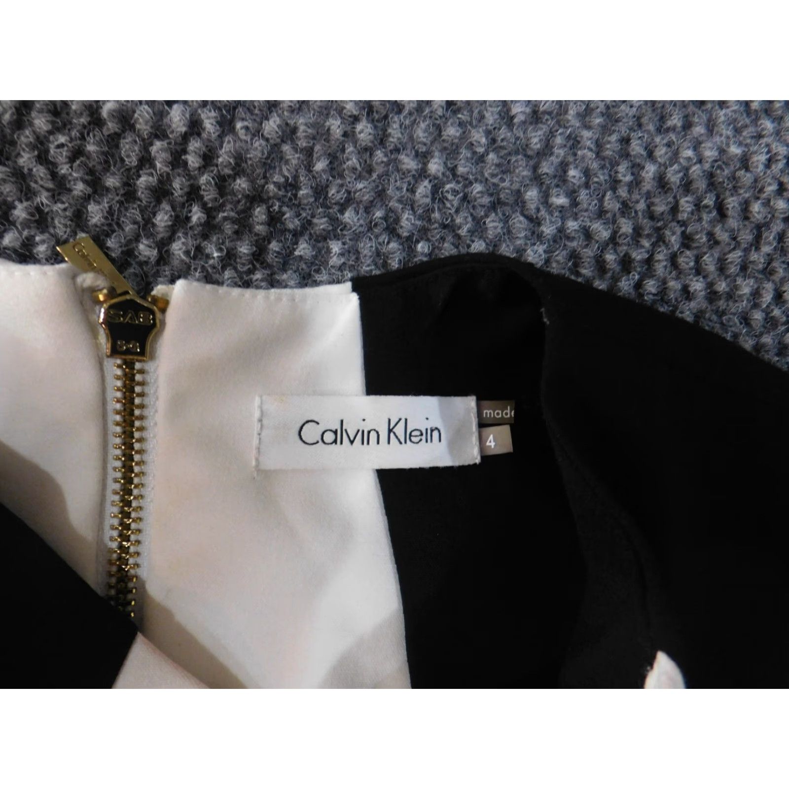 Calvin Klein Calvin Klein Dress Womens A-Line Midi Zip Sleeveless White Polyester Spandex Knit Stretch Casual Size 4 Puff Sleeve Round Neck Crochet Size S / US 4 / IT 40 - 5 Thumbnail