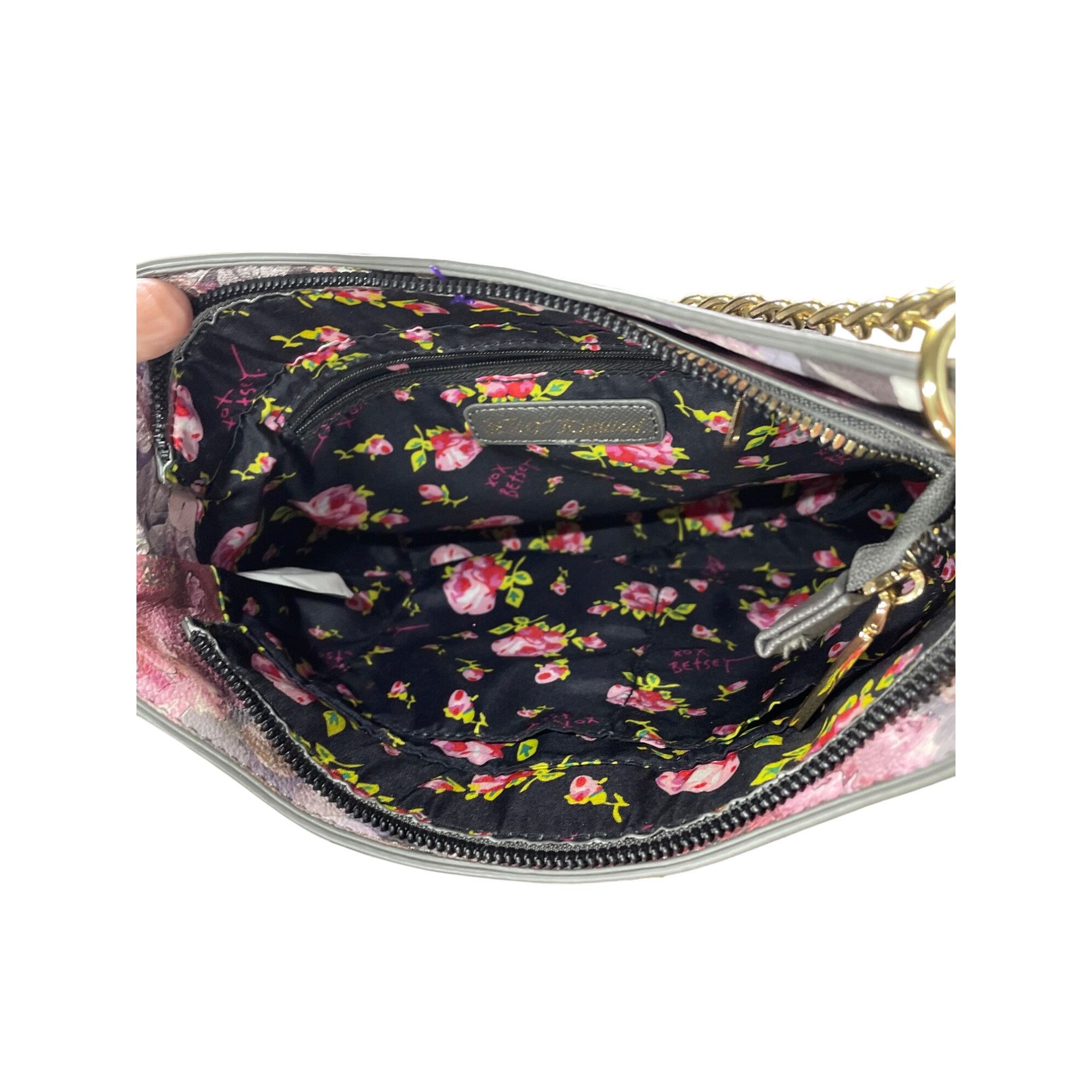 Betsey Johnson Betsey Johnson Womens Gray Faux Leather Crossbody Handbag SK Size ONE SIZE - 10 Thumbnail