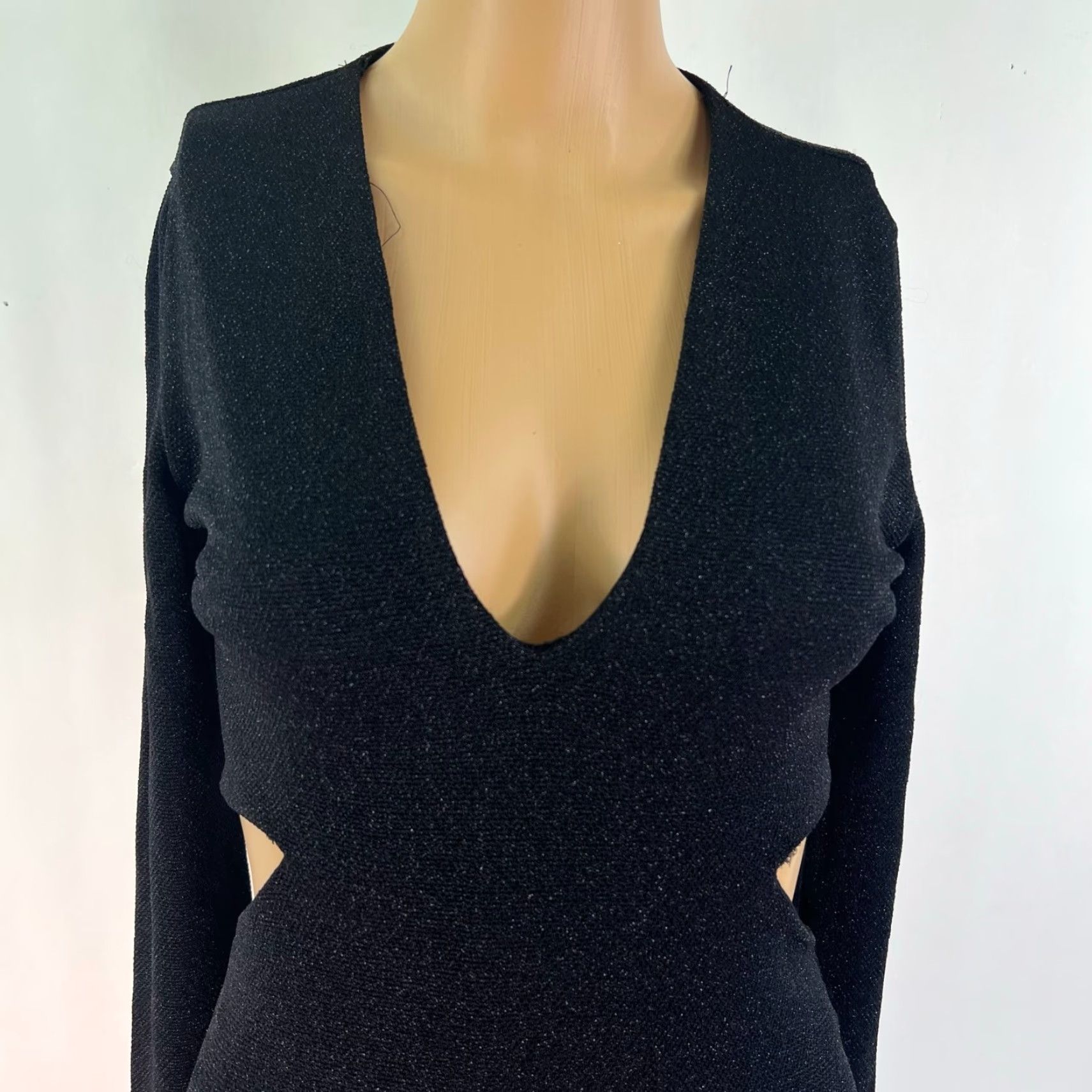 Express VINTAGE Express Long Sleeve Cut Out Dress Womens 2 Black Size XS / US 0-2 / IT 36-38 - 2 Thumbnail