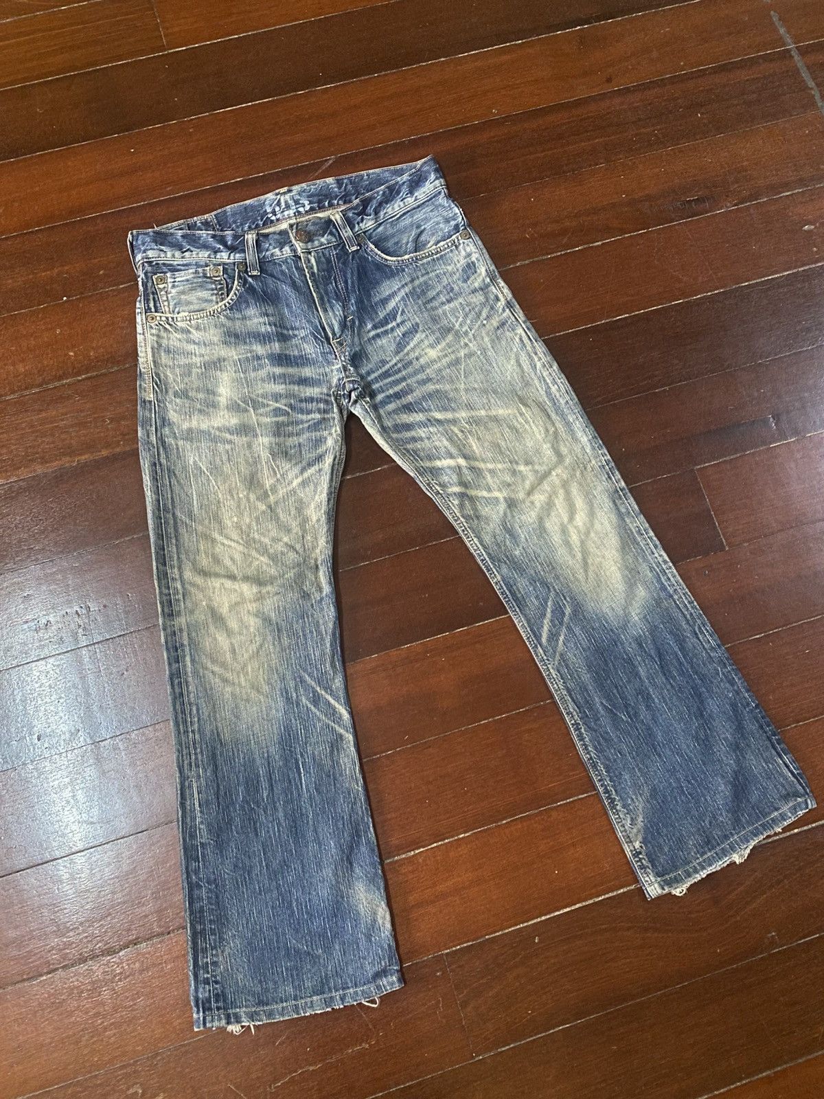 Edwin VERY RARE! EDWIN 503 FLARE mud wash stone wash distressed Size US 36 / EU 52 - 2 Thumbnail