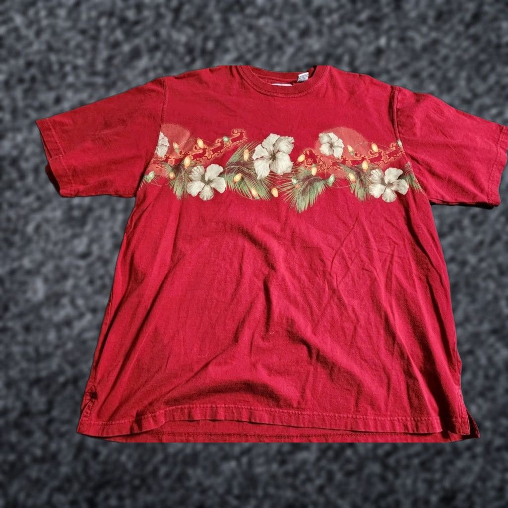 ALOHAS Boca Classics Mens T-Shirt Christmas Santa Claus Hawaii Aloha Red Cotton Short Sleeve XXL Shirt Men Size US XXL / EU 58 / 5 - 1 Thumbnail