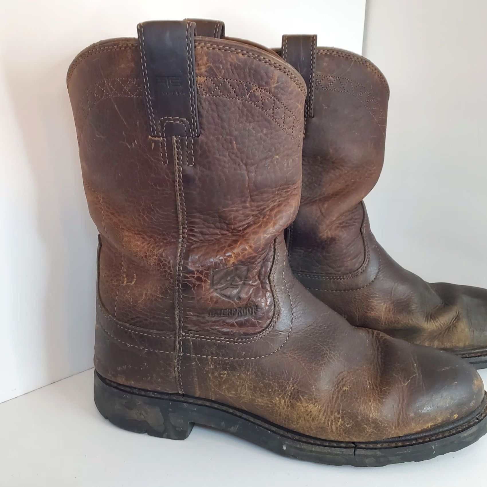 Ariat Ariat Sierra H2O Waterproof Mens Western Leather Work Cowboy Boots 10002385 Brown Mid-Calf Rubber Outsole Rounded Toe Pull On 10.5 Comfort Plus Size US 11 / EU 44 - 2 Thumbnail