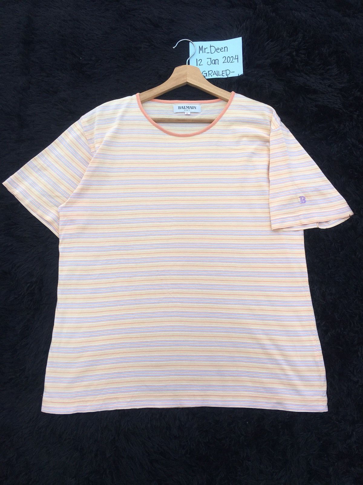 Balmain Rare Vintage BALMAIN Stripes Tshirt Size US L / EU 52-54 / 3 - 1 Thumbnail