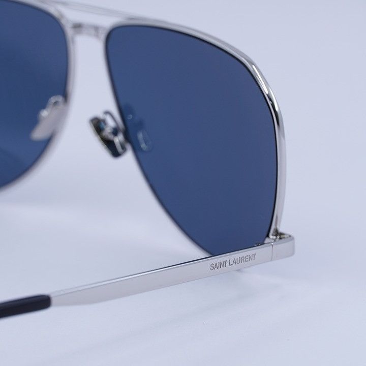 Saint Laurent Paris Saint Laurent SL690 DUST 003 Sunglasses Silver Aviator Frame Size ONE SIZE - 5 Thumbnail