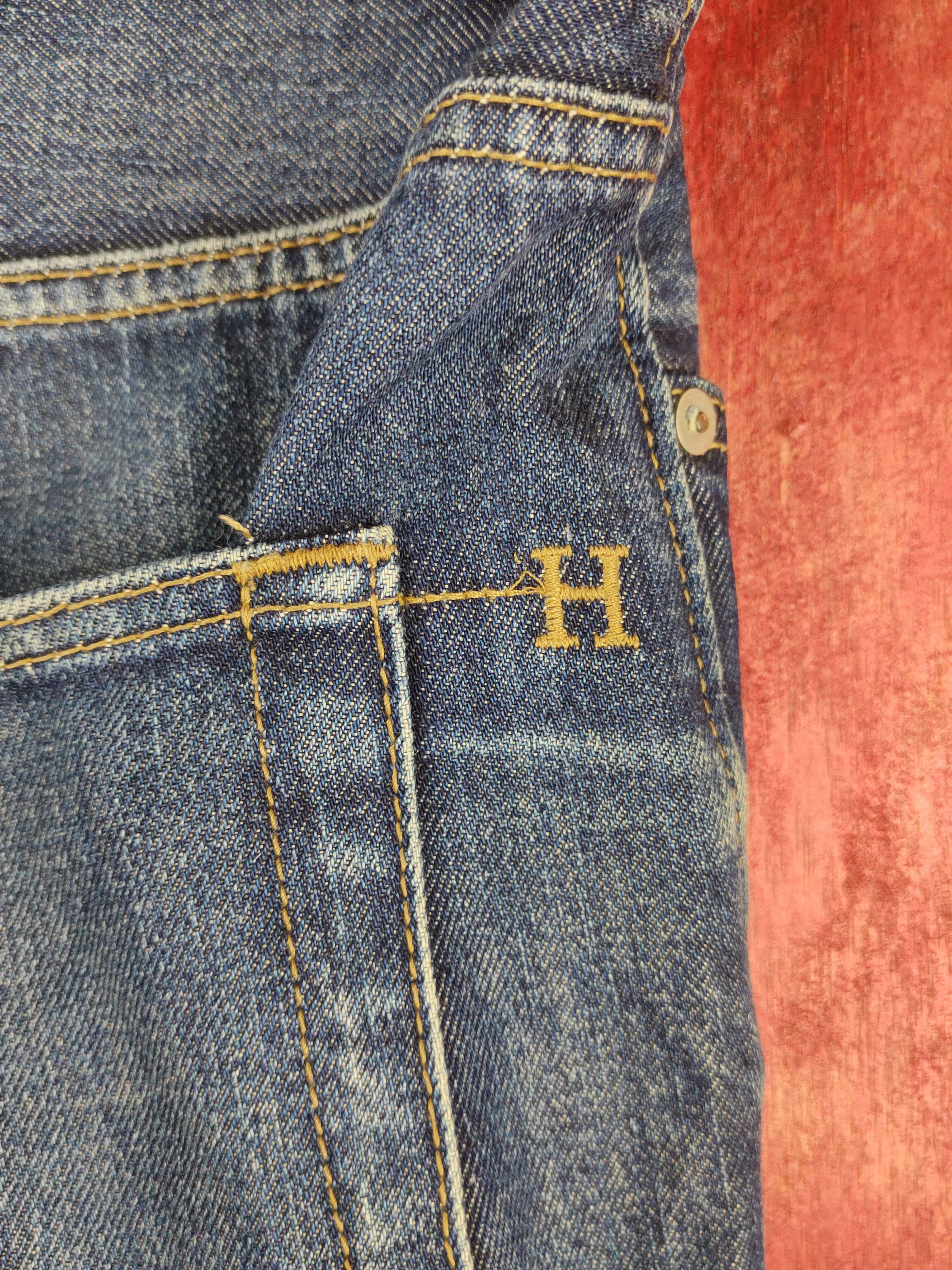 Japanese Brand H.A.K.U Dark Blue Distressed Ripped Jeans #S1655 Size US 31 - 7 Thumbnail