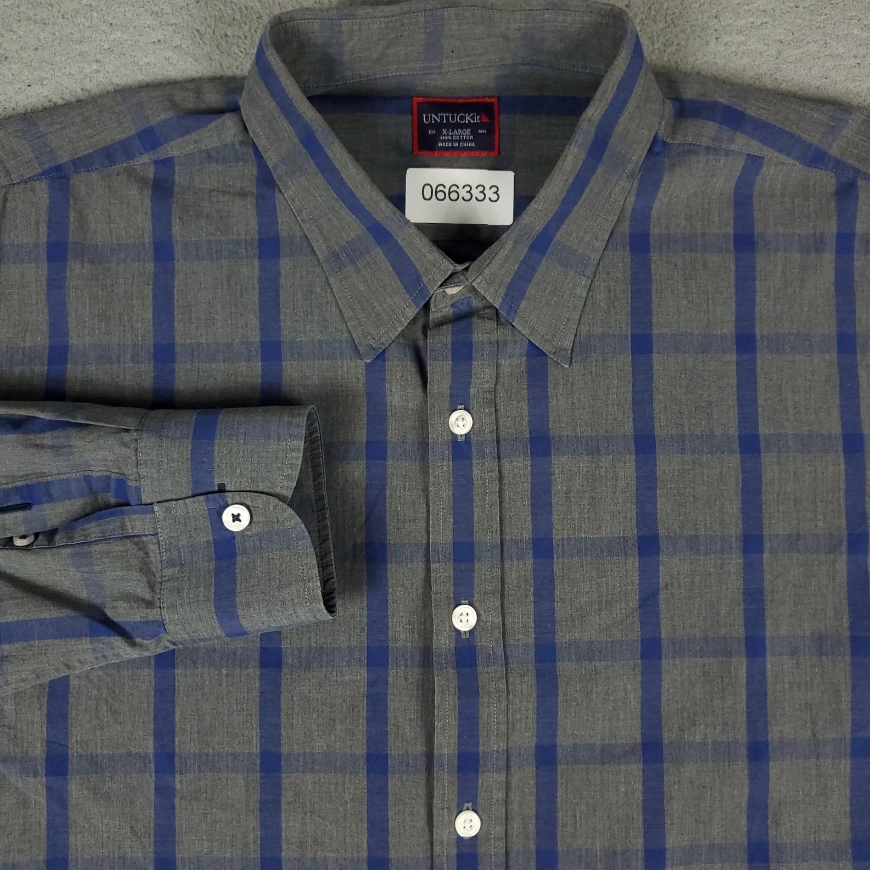 UNTUCKit UNTUCKit Shirt Mens XL Gray Blue Check Casual Button Up Long Sleeve Size US XL / EU 56 / 4 - 2 Thumbnail