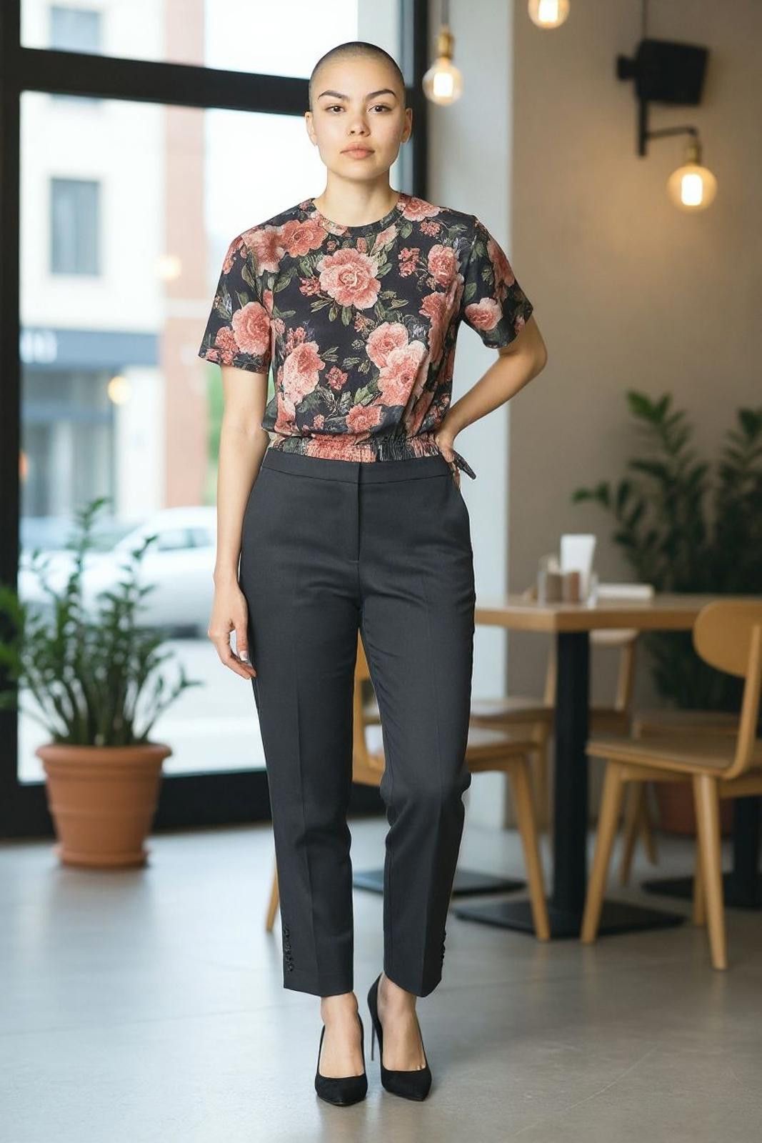 Designer Talbots Women's Black Dress Pants with Button Detail Size 34" / US 12 / IT 48 - 1 Thumbnail