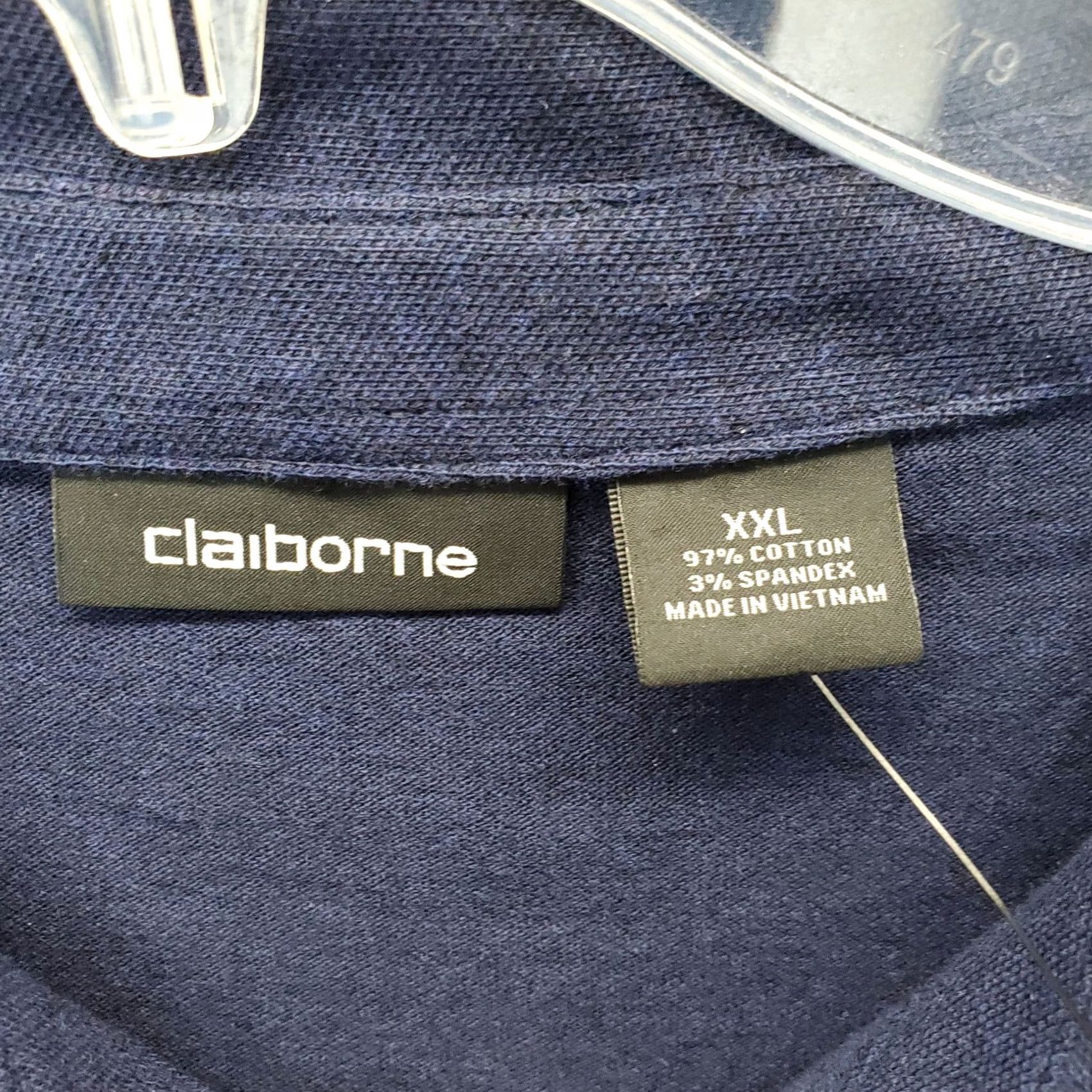 Liz Claiborne Claiborne Polo Shirt Mens 2XL Navy Stretch Long Sleeve Collared Performance Shirt Size US XXL / EU 58 / 5 - 4 Thumbnail