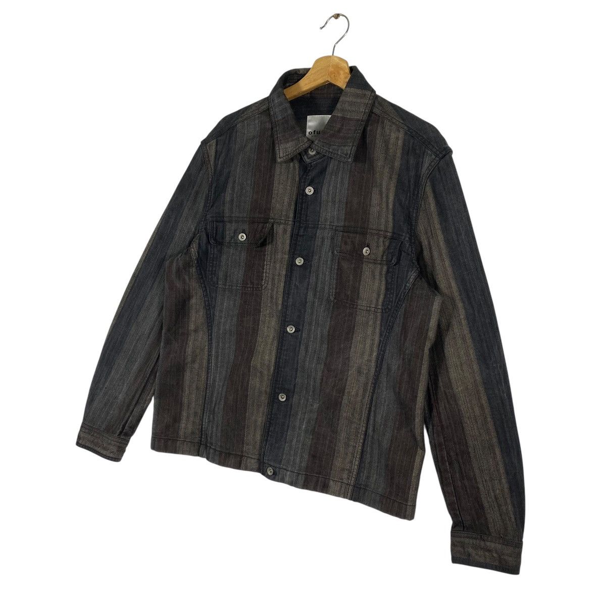 Ofuon Michel Klein Paris Striped Trucker Denim Jacket