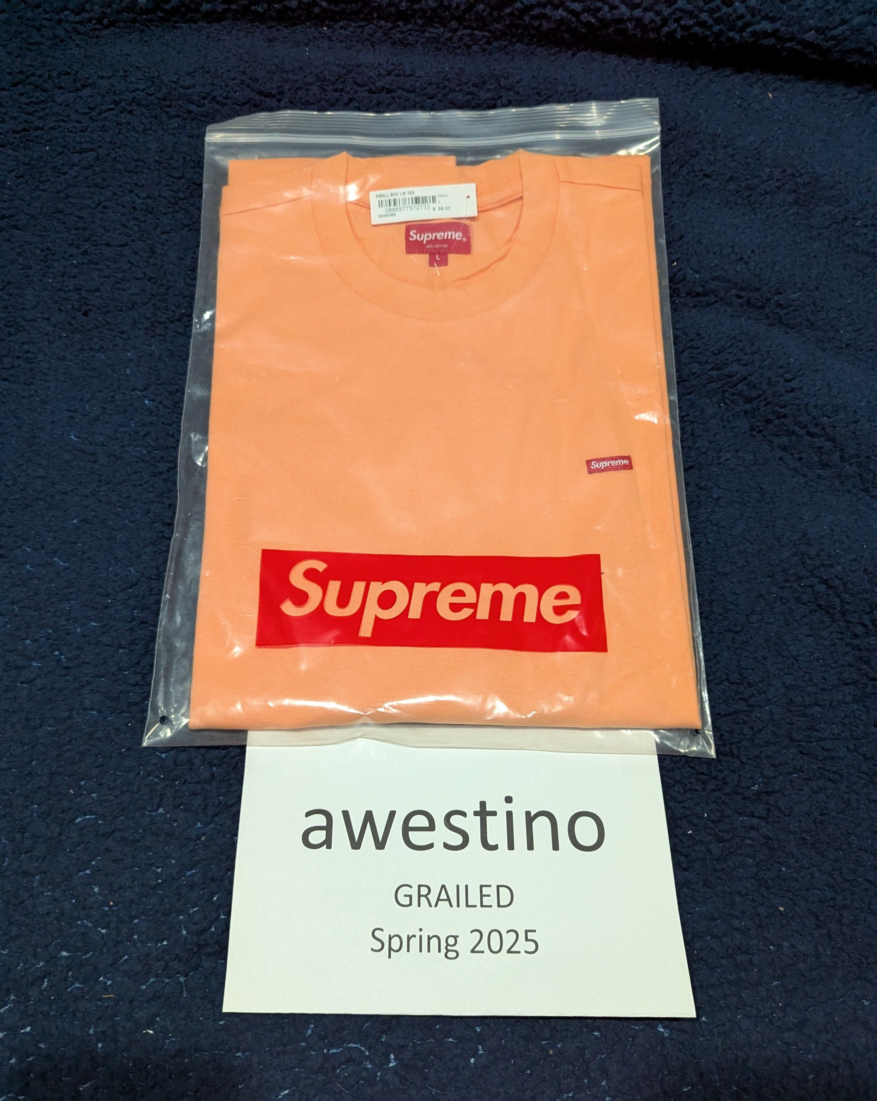 Supreme Brand New! Supreme S/S 20 Small Box L/S Tee (Peach) Large 