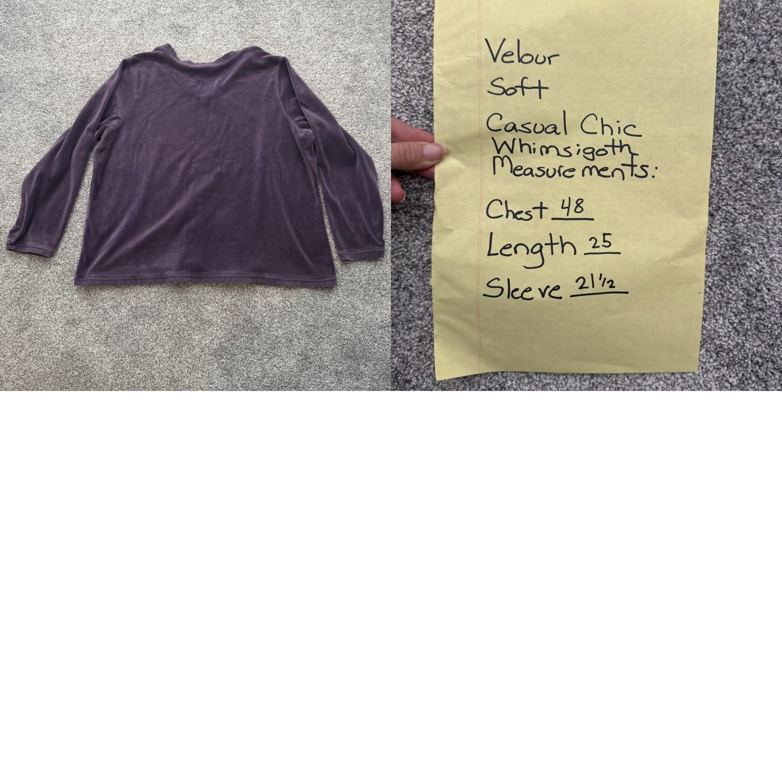 Denim & Co. Denim & Co Sweater 1X Plus Velour V-Neck Long Sleeve Purple Womens Whimsigoth Casual Chic Size XL / US 12-14 / IT 48-50 - 8 Thumbnail