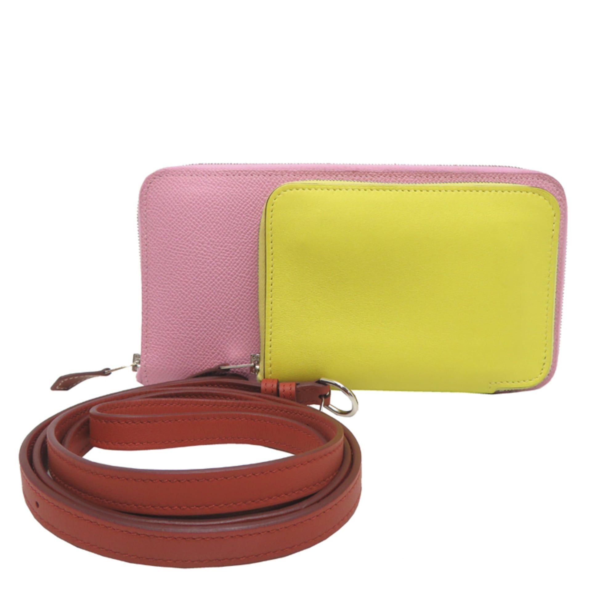 Hermes Hermes Hermès Nouveau To Go Zip B Stamp Women's Shoulder Bag Swift Mauve Sylvestre x Lime Cuivre Size ONE SIZE - 1 Thumbnail