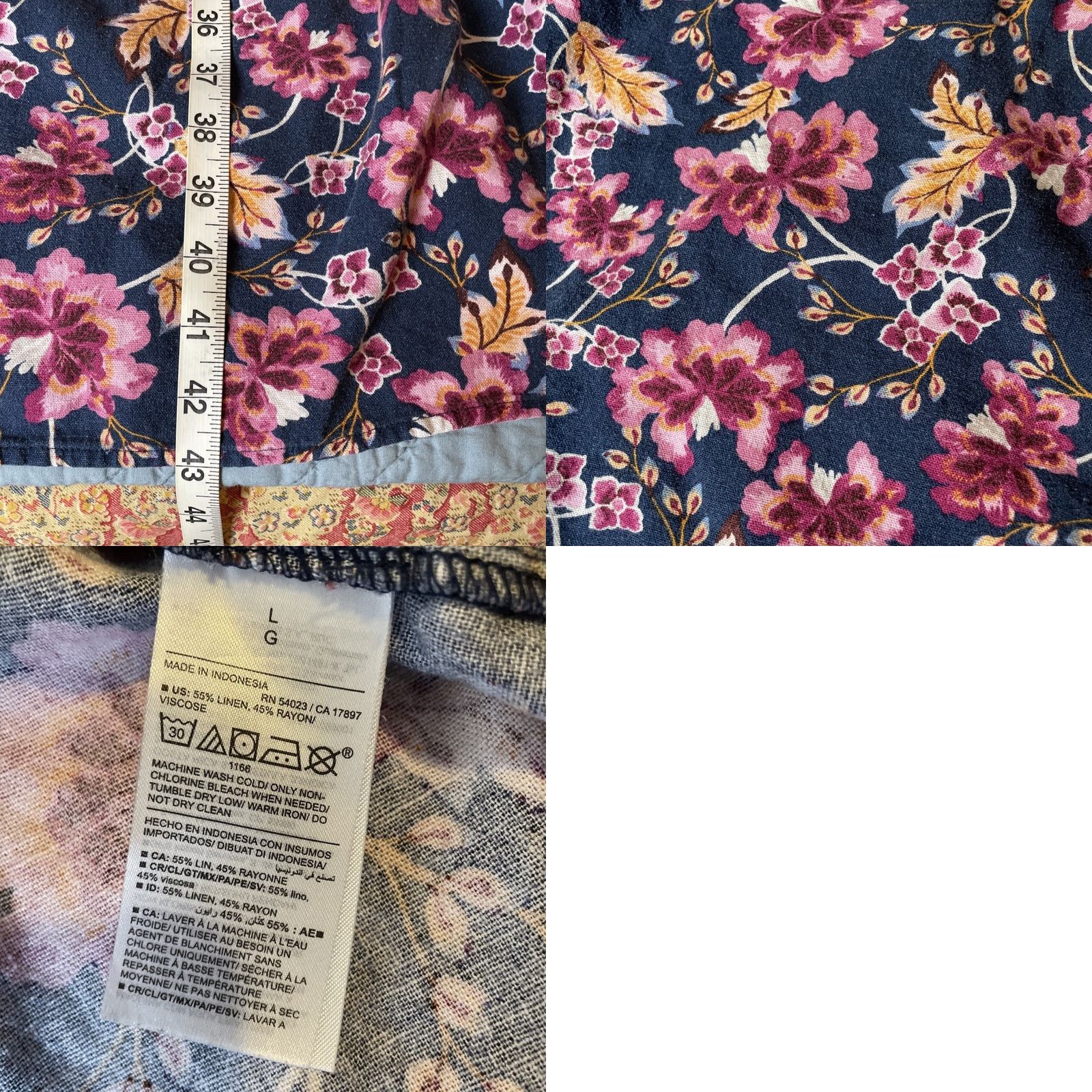 Old Navy Old Navy Midi Dress Women's Size Large Blue Floral Linen Tiered Sundress Bohemian 90s Fashion Size L / US 10 / IT 46 - 8 Thumbnail