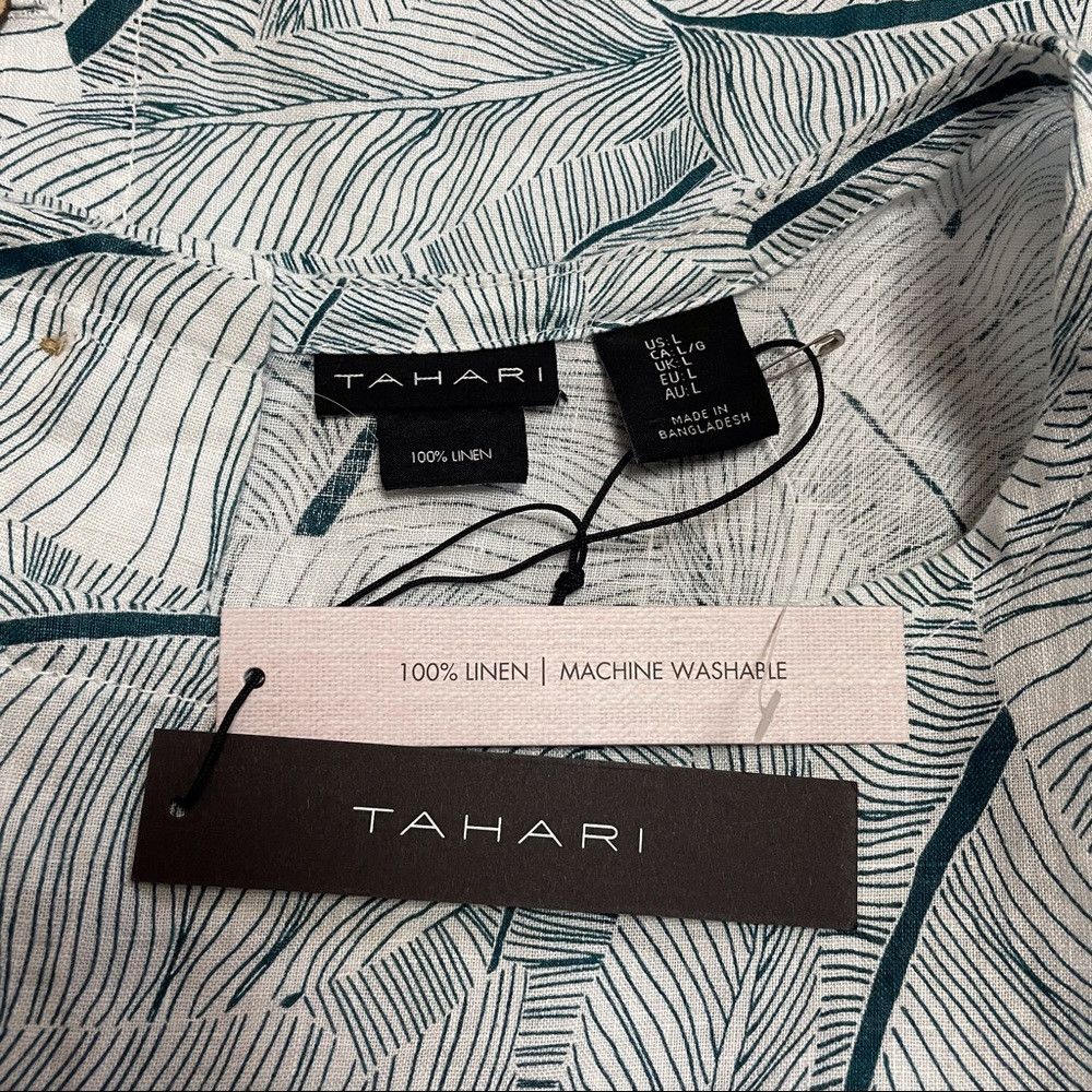 Elie Tahari NWT New Tahari Linen Top Feathers Print Size L Size L / US 10 / IT 46 - 7 Thumbnail