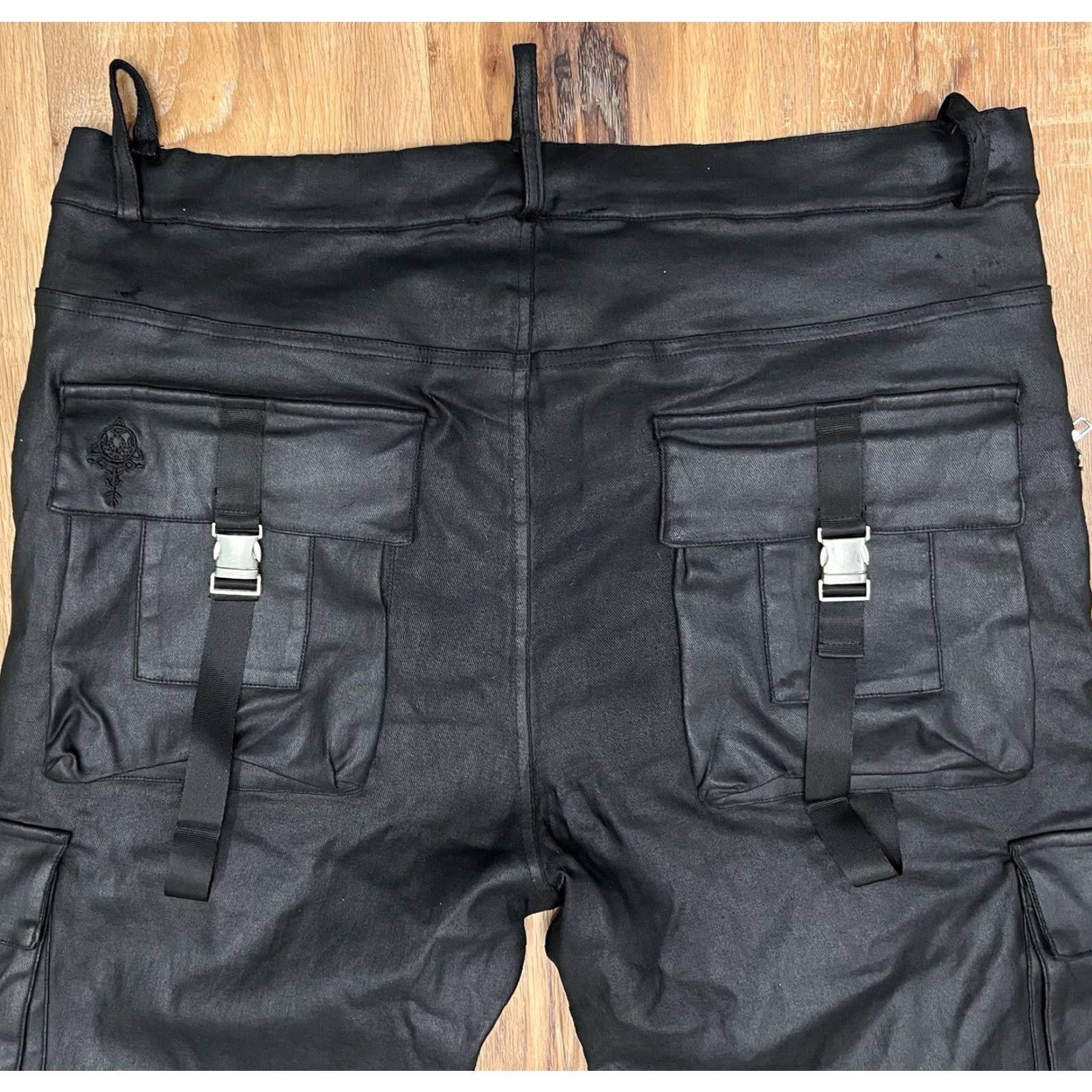 Vintage VINTAGE Eternal Men's Leather Black Cargo Pants M Goth Raver Skater 90s Biker Punk Rock City Horror Halloween Dress Pants Size US 31 - 4 Thumbnail