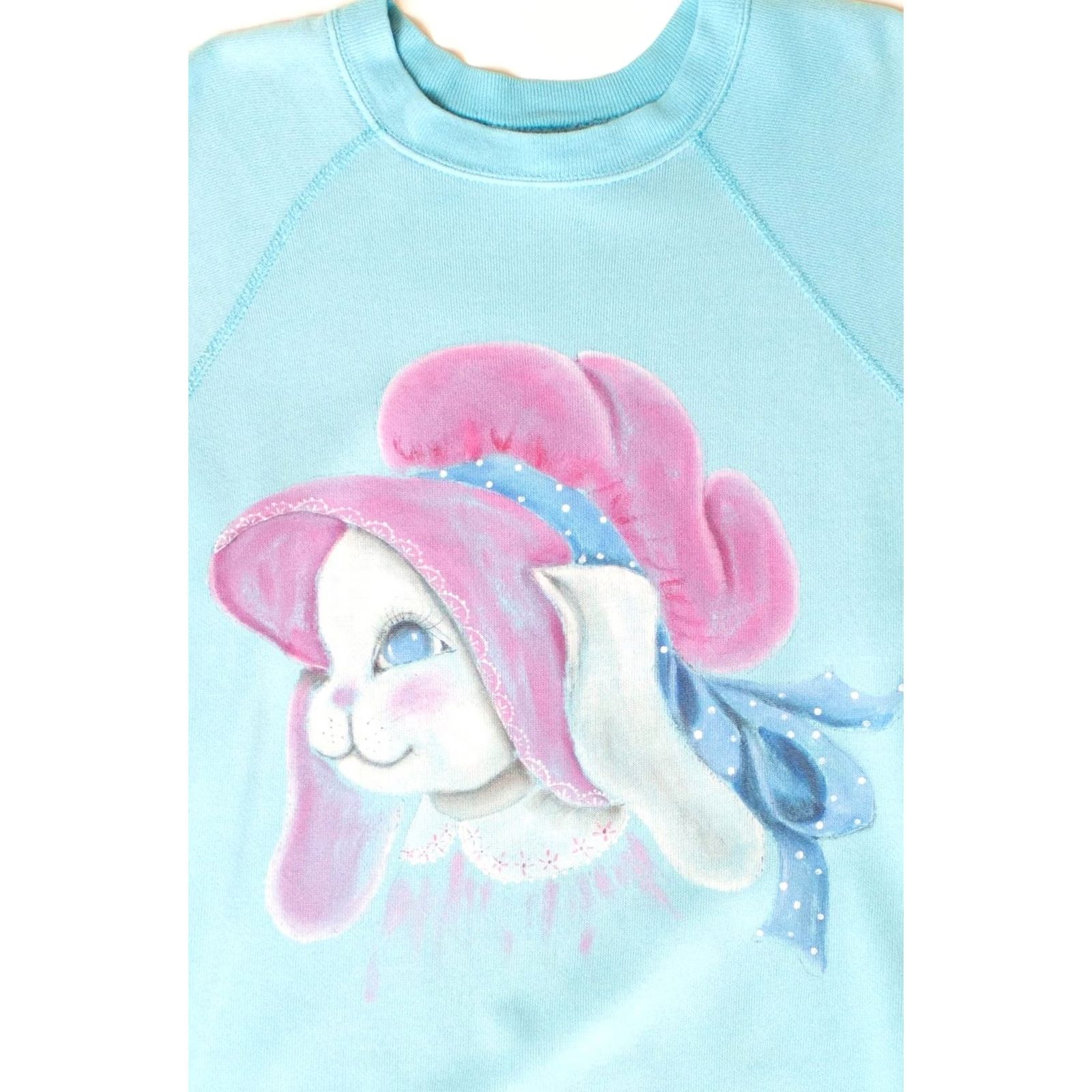 Tultex VINTAGE Tultex Aqua Hand Painted Bunny Sweatshirt 1980s XL Long Sleeve Mens Womens Girls Boys Size US XL / EU 56 / 4 - 2 Thumbnail