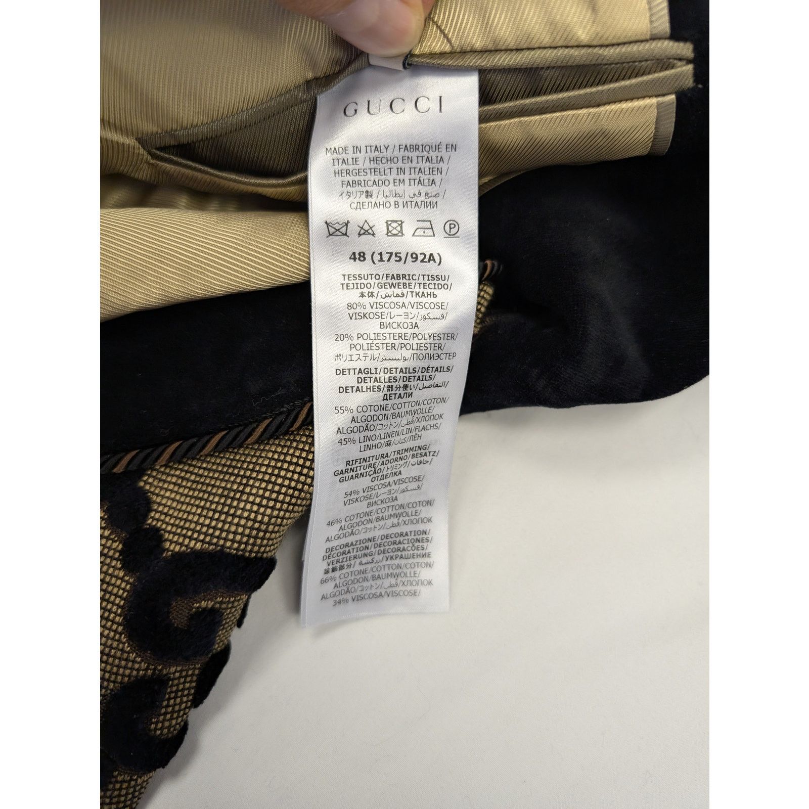 Gucci o1rshd1 GG Logo Blazer Jacket in Beige/Black Size US M / EU 48-50 / 2 - 15 Thumbnail