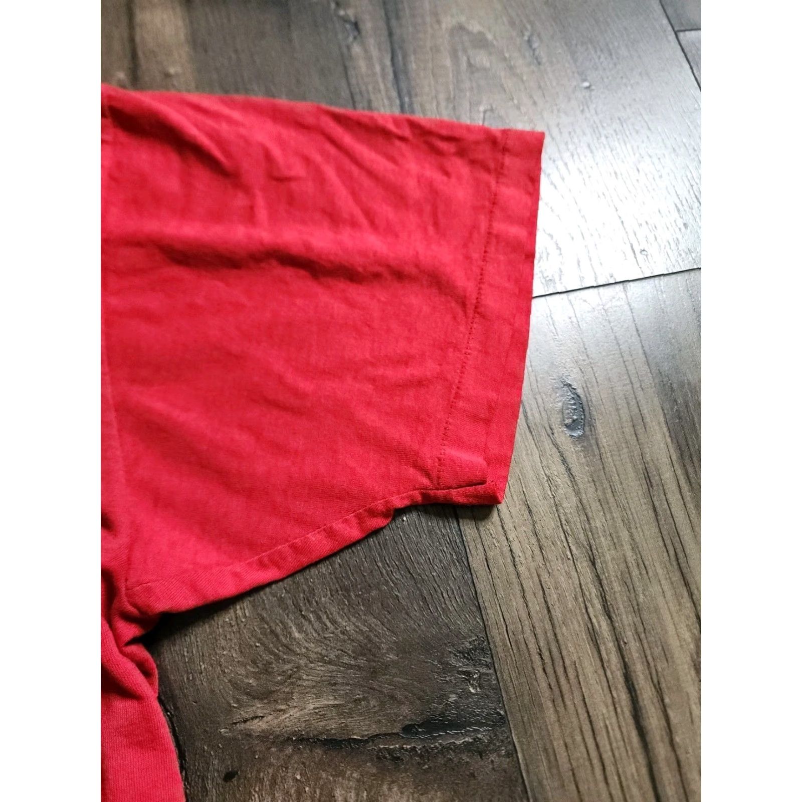 Jerzees VINTAGE Jerzees T-Shirt Mens L Red Single Stitch Cotton Blend Crew Neck Pocket USA Thrashed Deeply worn Size US L / EU 52-54 / 3 - 7 Thumbnail