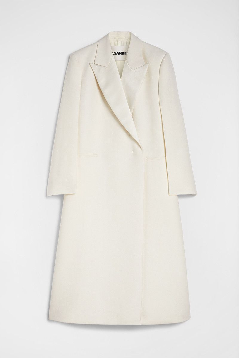 Jil Sander o1loc1c0426 Tailored Coat in White Size L / US 10 / IT 46 - 1 Thumbnail