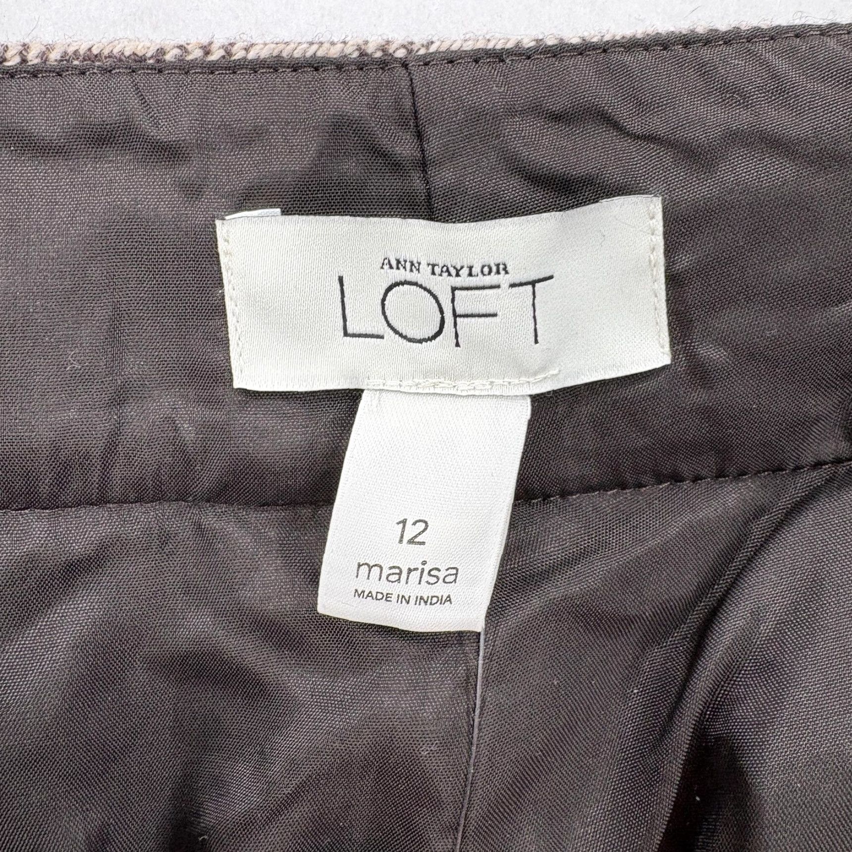 Ann Taylor Ann Taylor LOFT Marisa Cropped Dress Pants Womens 12 Brown Wool Herringbone Pants Dress Size 34" / US 12 / IT 48 - 4 Thumbnail