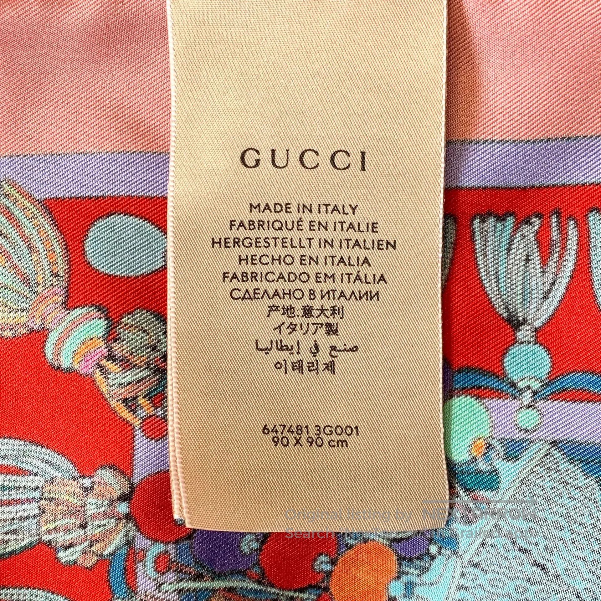 Gucci Gucci Silk Square Scarf with Fringe. Size ONE SIZE - 7 Thumbnail