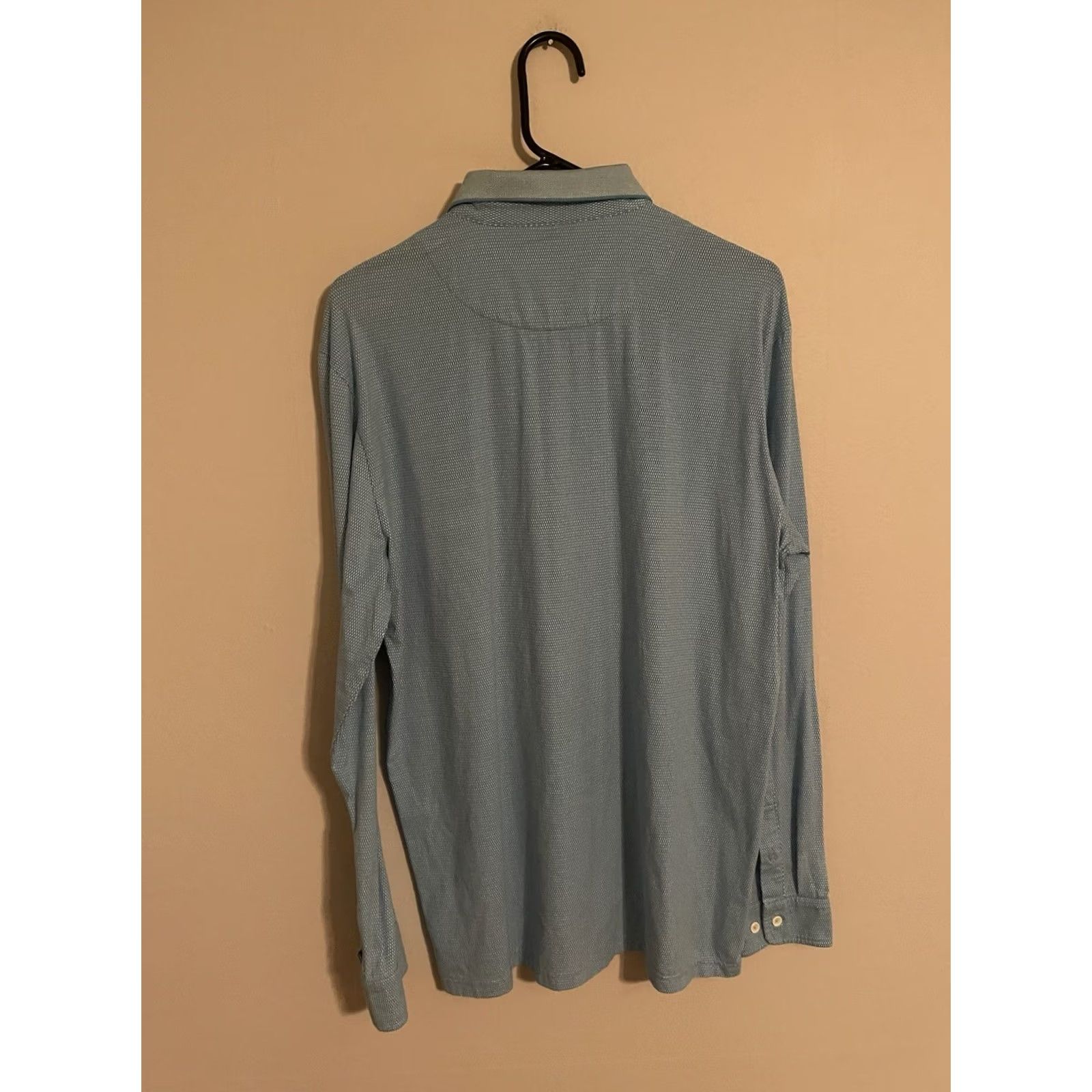 Vintage Buttercloth Polo Shirt Men's Large Light Blue Geometric Icy Cotton L/S Size US L / EU 52-54 / 3 - 4 Thumbnail