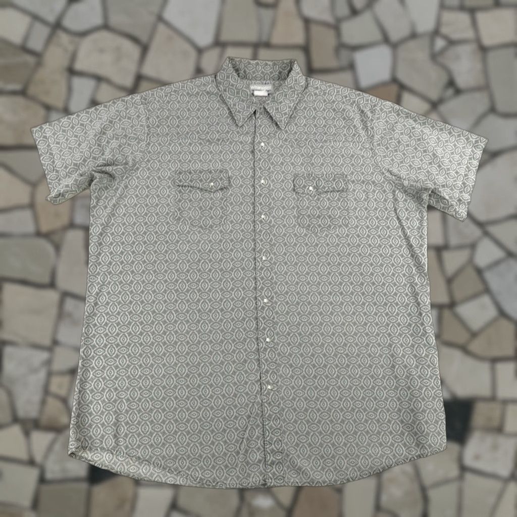 Wrangler Wrangler Shirt Mens XL Gray Western Pearl Snap Geometric Print Rodeo Cowboy Size US XL / EU 56 / 4 - 1 Thumbnail