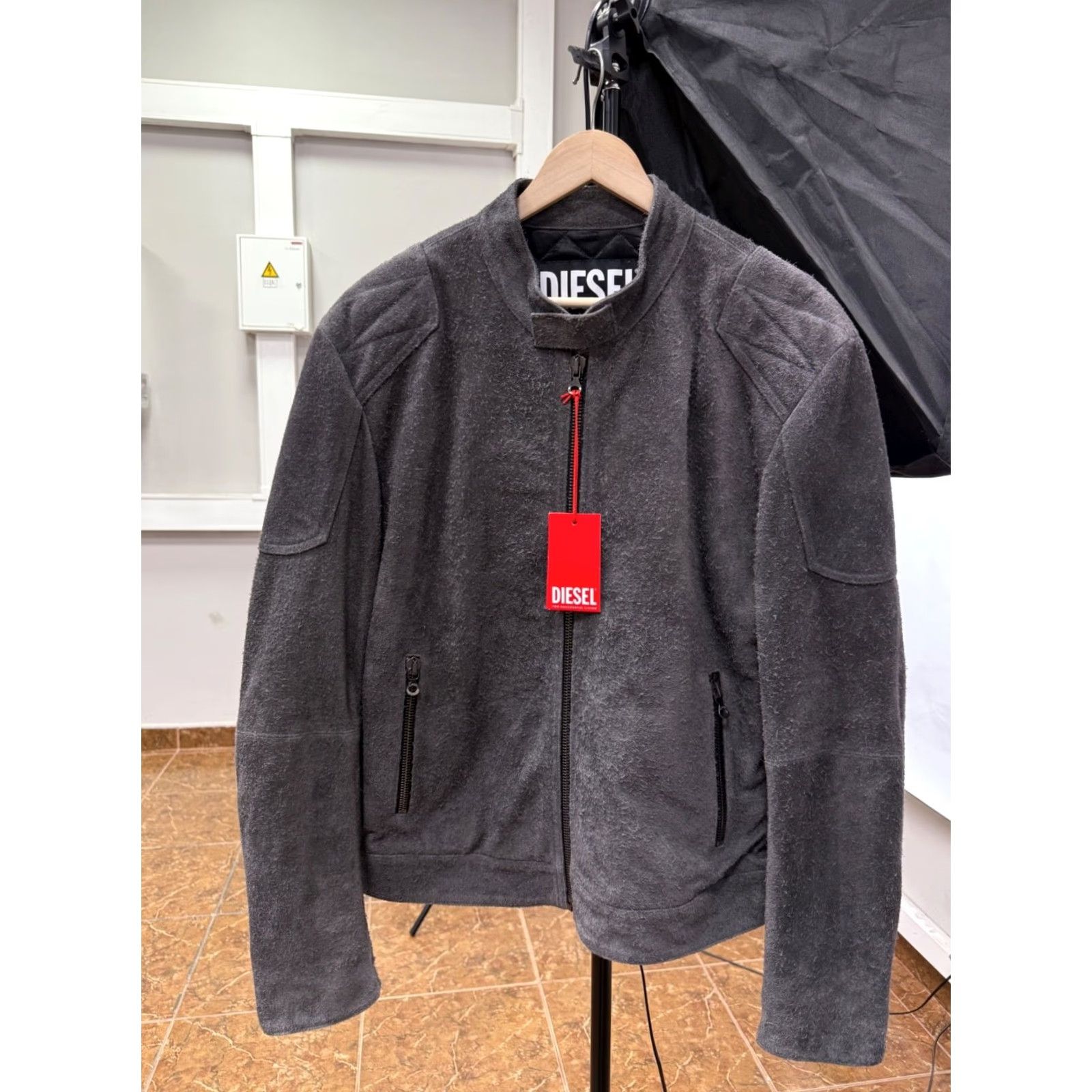 Diesel Diesel Suede Bike Jacket Cowhide Leather Made in Italy Size 50 Gray Men's Jacket, Biker Style, 50 (M/L) - NEW Size US M / EU 48-50 / 2 - 2 Thumbnail