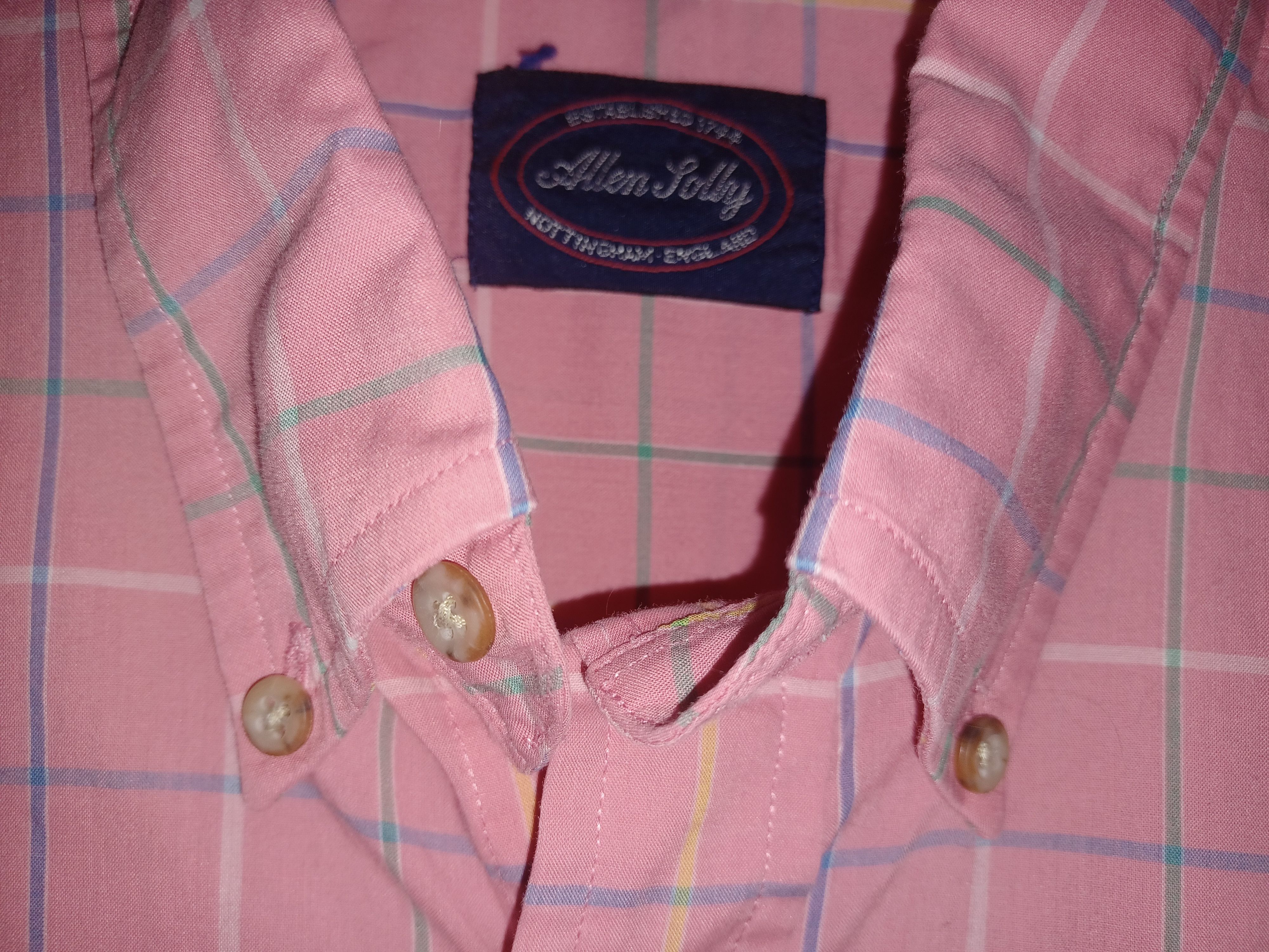 Other Allen Lolly Men's Button-Up Shirt Medium Pink Plaid Size US M / EU 48-50 / 2 - 3 Thumbnail