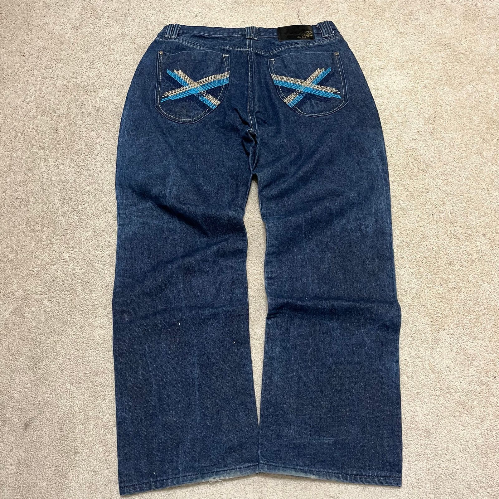 Akademiks Akademiks Y2K Baggy Skater Embroidered Dark Jeans 34Wx31.5L Size US 36 / EU 52 - 1 Thumbnail