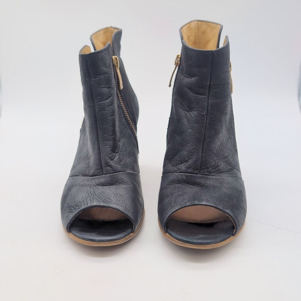 Other Paul Green Bellini Sz 8 Black Leather Peep-Toe Ankle Boots Size US 8 / IT 38 - 2 Thumbnail