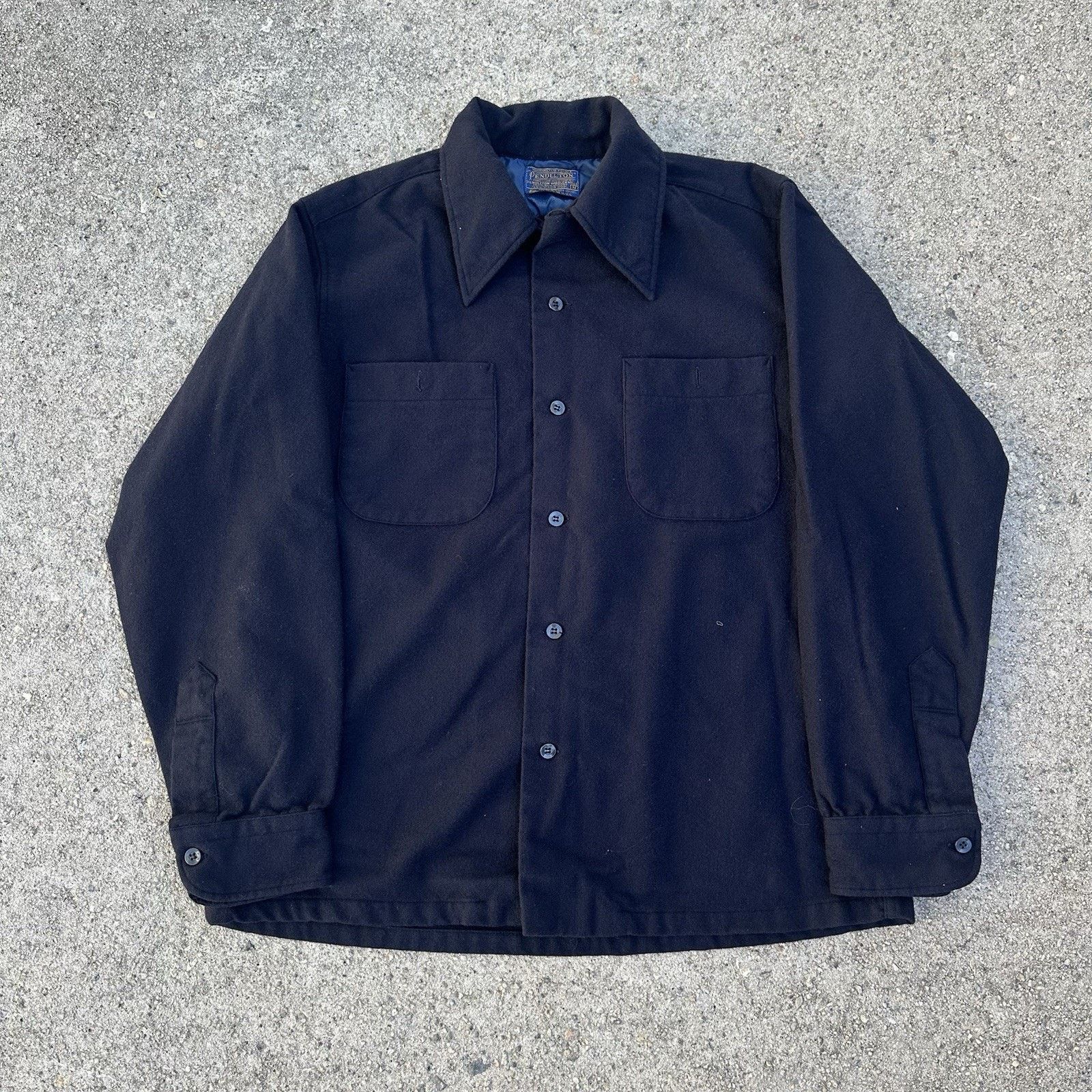 Pendleton × Vintage Vintage 60s Pendleton Navy Blue Wool Board Shirt Loop Collar Size US M / EU 48-50 / 2 - 1 Thumbnail