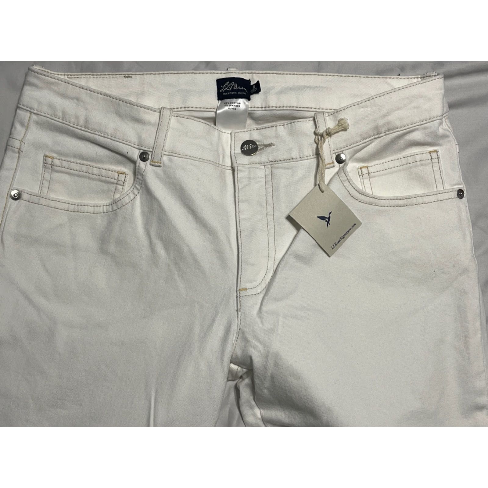 Vintage LL Bean Signature Jeans Women Size 8 White Skinny Ankle Zip Stretch NWT Size 30" / US 8 / IT 44 - 3 Thumbnail