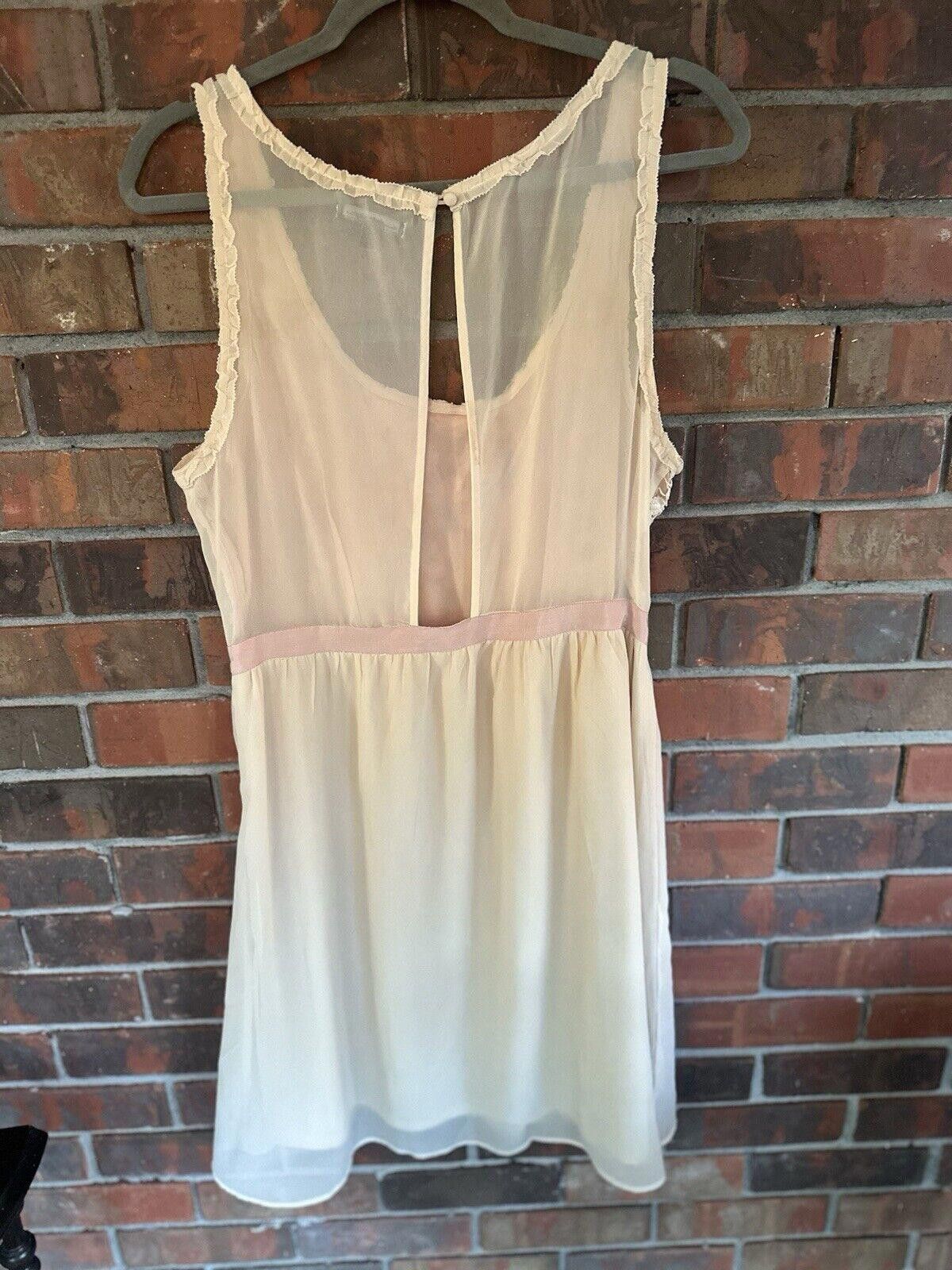 Designer Cream Floral Lace Dress American Eagle size L Mini Dress Size L / US 10 / IT 46 - 3 Thumbnail