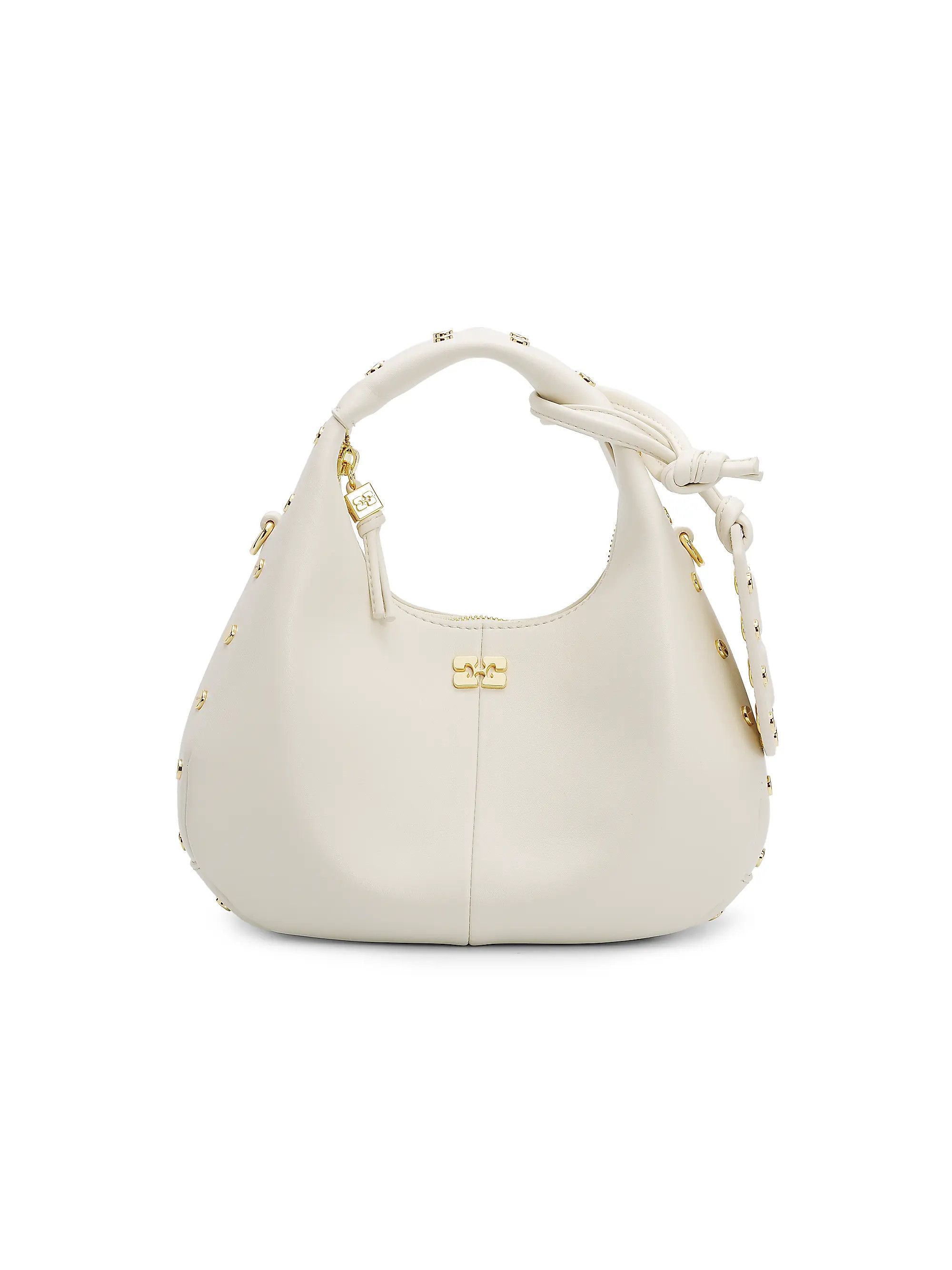 Ganni os11x0526 Size: OS / Mini Studded Hobo Bag in Ivory Size ONE SIZE - 1 Thumbnail
