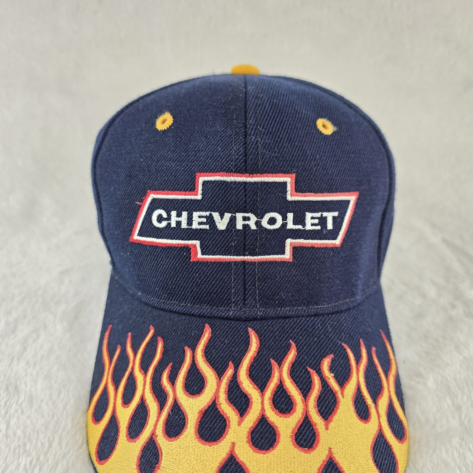 Other Vintage Chevrolet Chevy Navy Strapback Wool Hat Cap Flames Size ONE SIZE - 3 Thumbnail