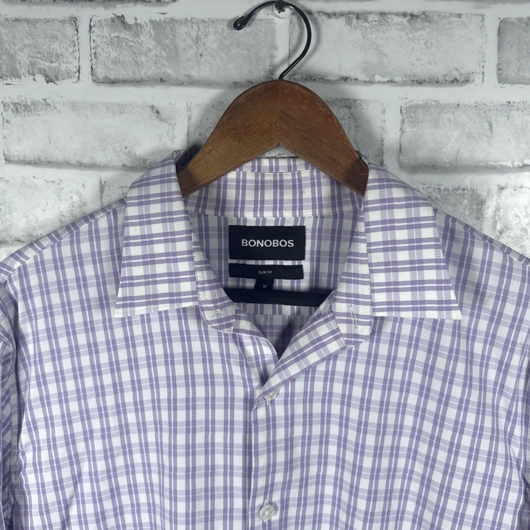 Bonobos Bonobos Slim Fit Purple Plaid Longsleeve Shirt Mens M Shirt Slim Fit Button-Up Modern Mens Size US M / EU 48-50 / 2 - 2 Thumbnail