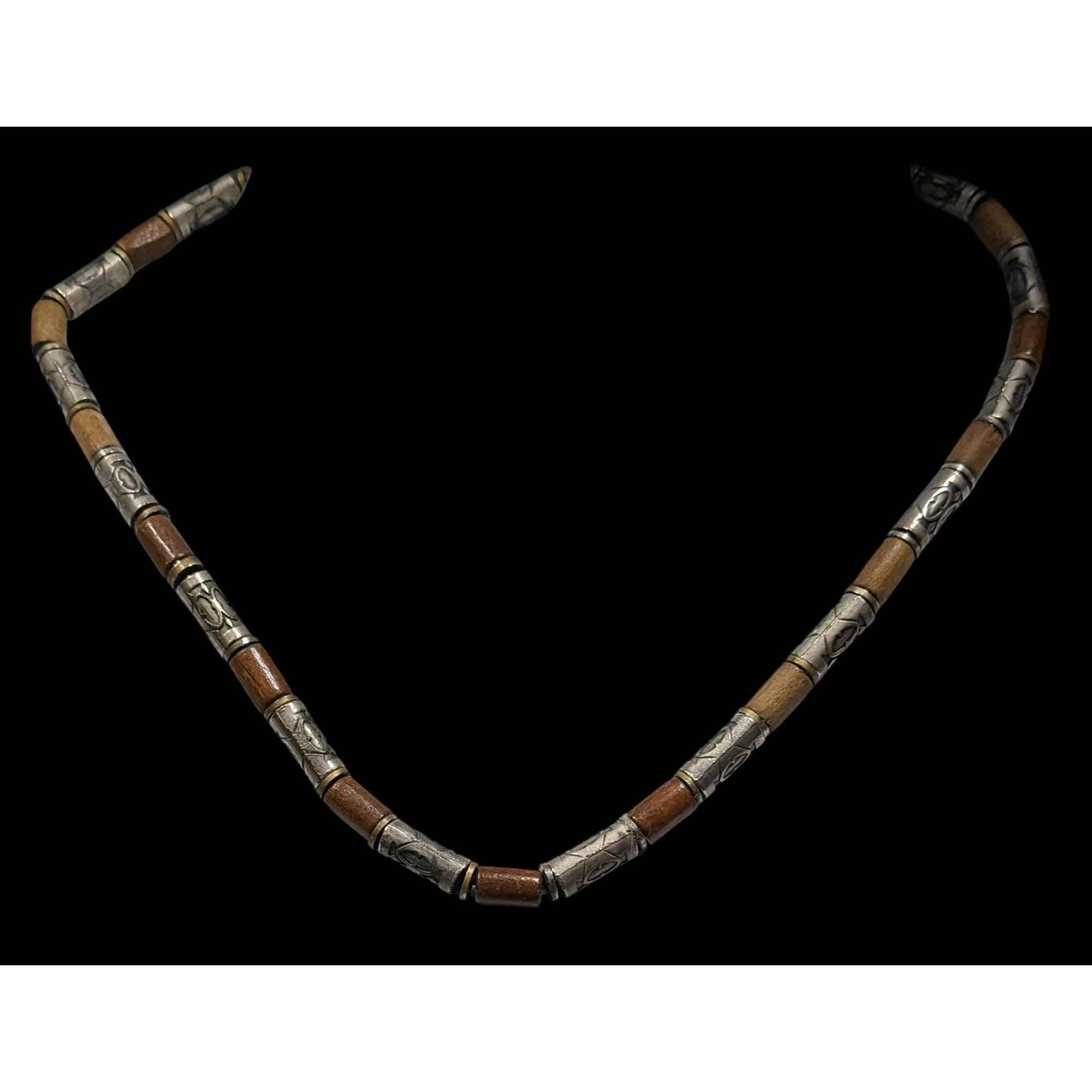 Other Vintage 90s Wooden & Silver-Tone Tribal Necklace Size ONE SIZE - 2 Thumbnail
