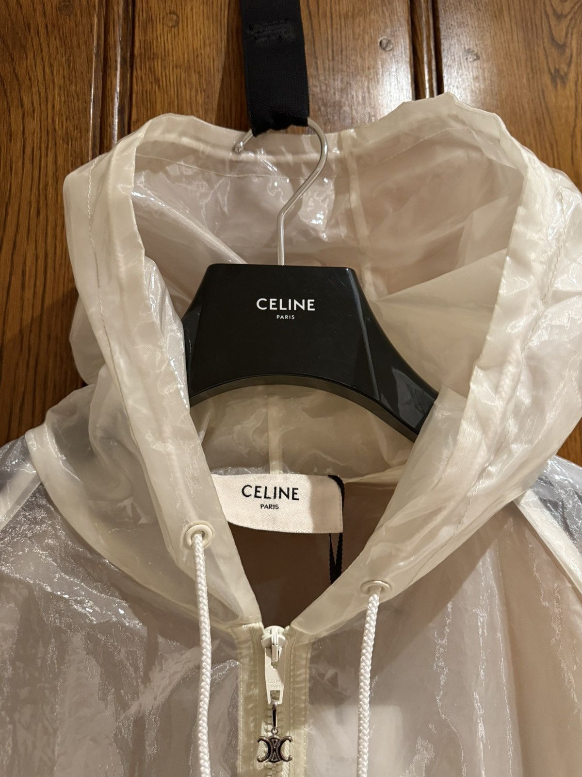 Celine SS22 Rare Celine logo hoodie rain jacket 48 BNWT Size US M / EU 48-50 / 2 - 14 Thumbnail