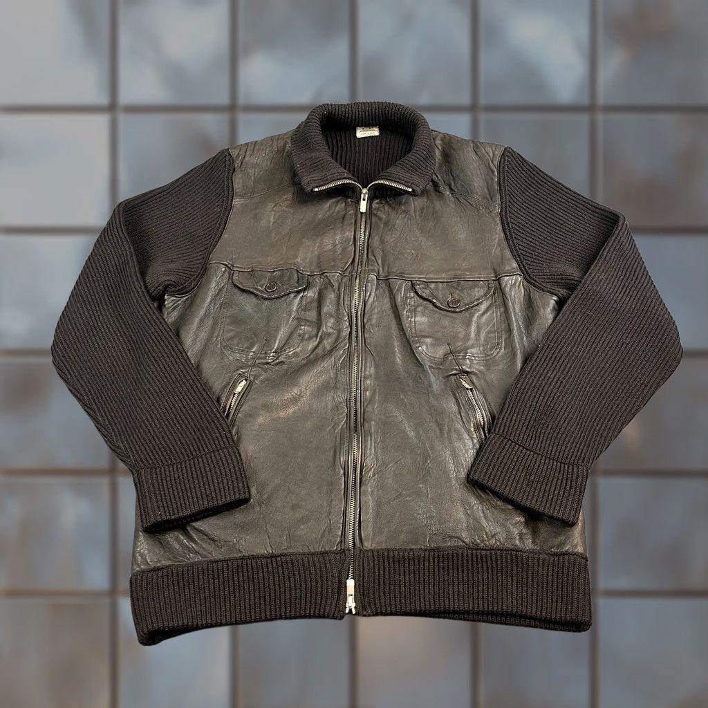 Vintage VINTAGE C.P. Company Jacket Leather Wool Hybrid XL Black 90s Era Italy Mens Bomber Zip Pockets Size US XL / EU 56 / 4 - 1 Thumbnail