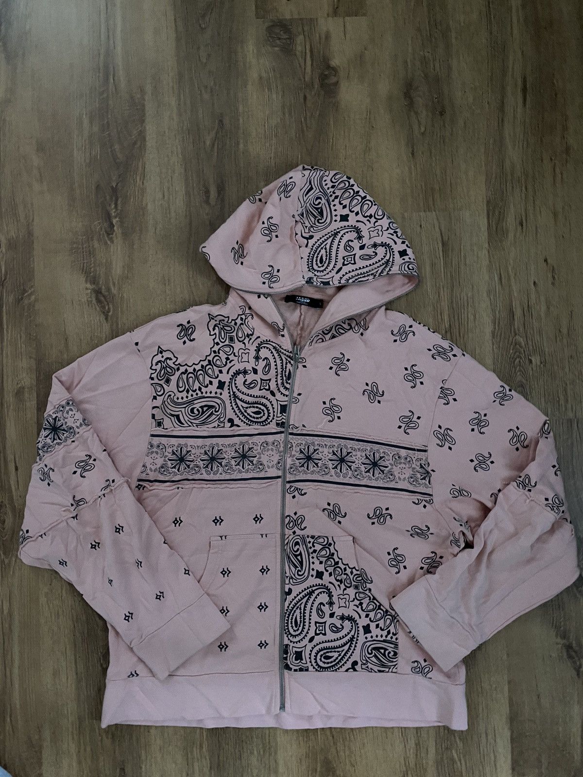 Jaded London Jaded London Pink Overprinted Y2K Full Zip Hoodie