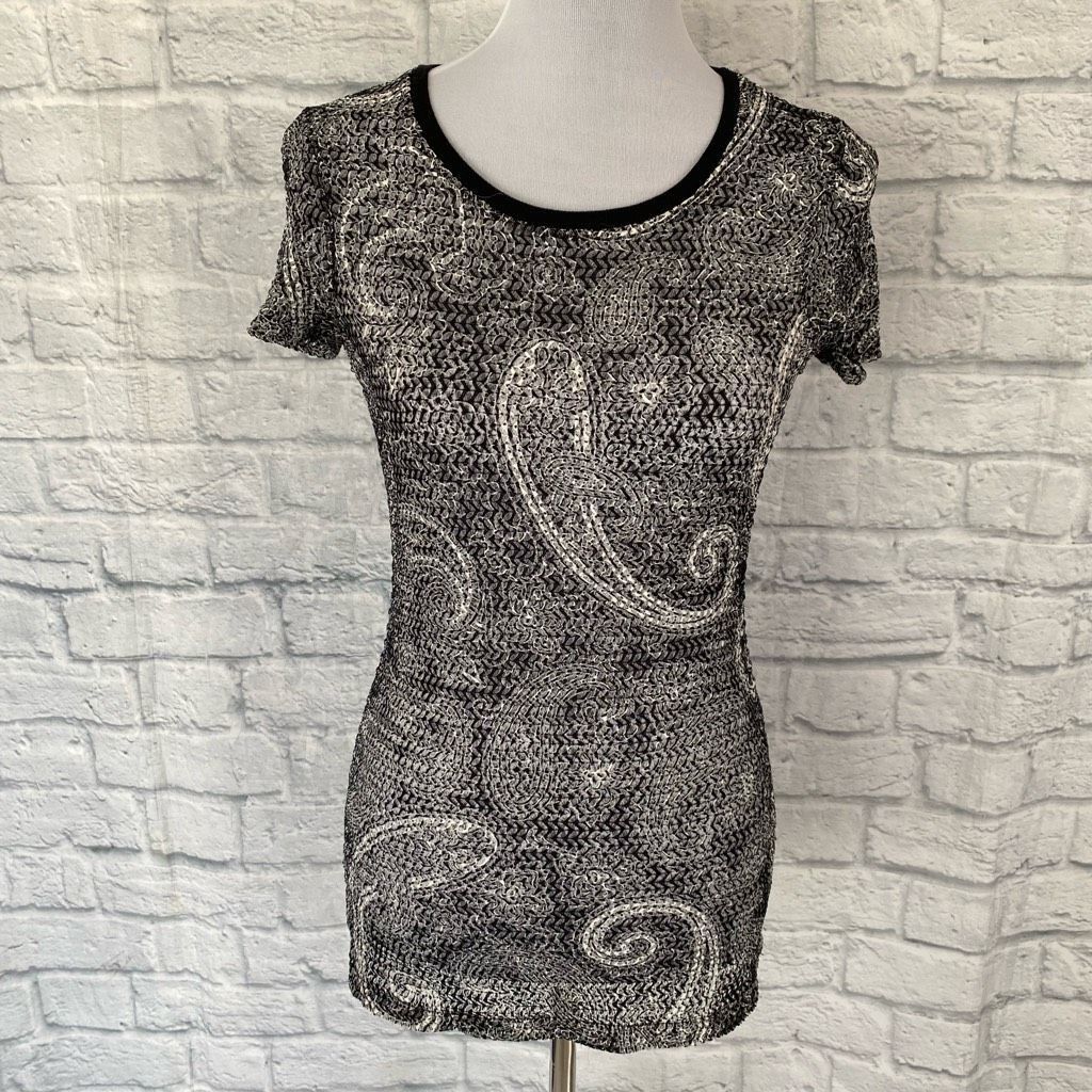 BKE BKE women M short sleeve semi sheer black & white patterned Size M / US 6-8 / IT 42-44 - 1 Thumbnail