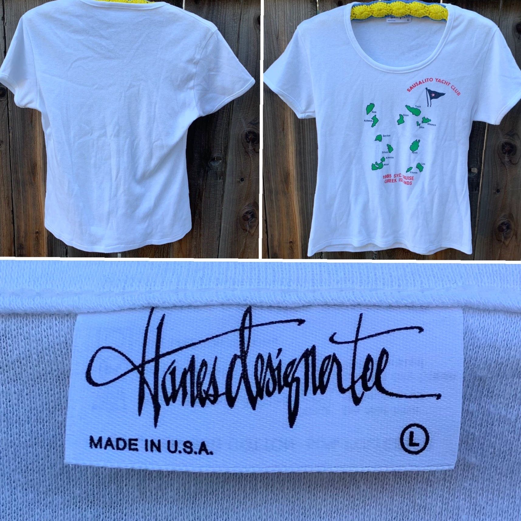 Hanes Vintage Sausalito Yacht Club 1985 SYC Cruise Greek Islands T Shirt Ladies L White Hanes 80s Athletic Shirt Womens Vintage 1980s Mens Womens Size L / US 10 / IT 46 - 5 Thumbnail