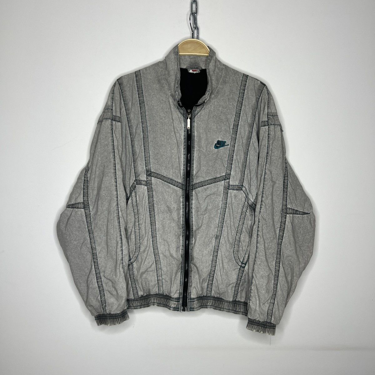 Nike × Vintage Vintage Nike Oversized Drill Y2K Grey Tracksuit 80s 90s Size US M / EU 48-50 / 2 - 4 Thumbnail