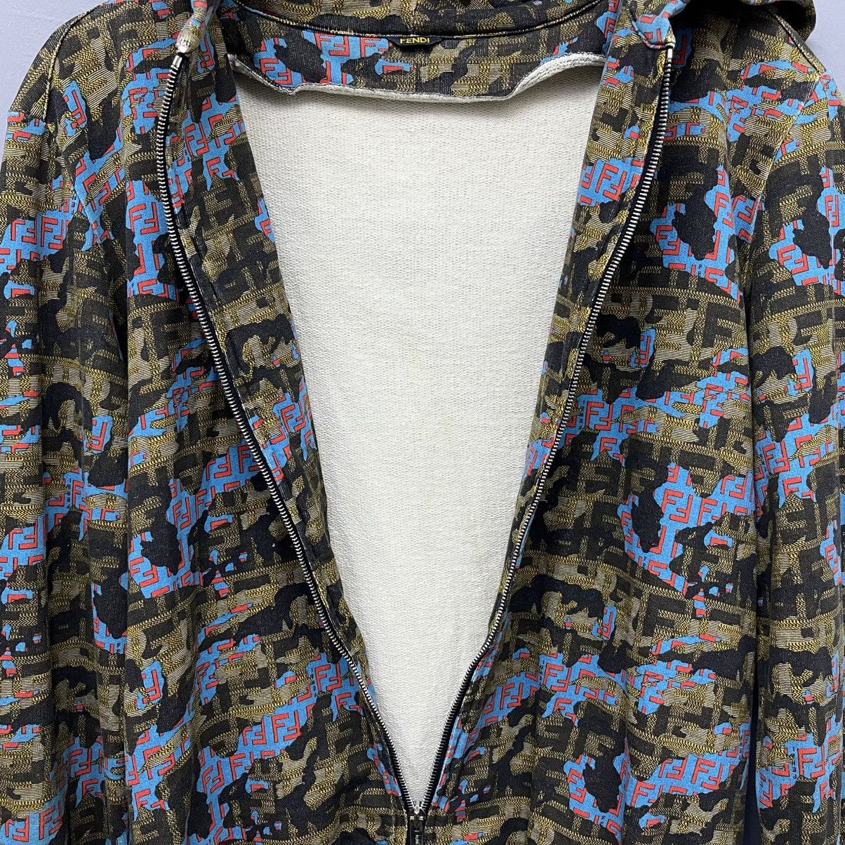 Fendi Fendi Monogram Blue Camouflage Full Zip Hoodie Jacket Size US M / EU 48-50 / 2 - 6 Thumbnail