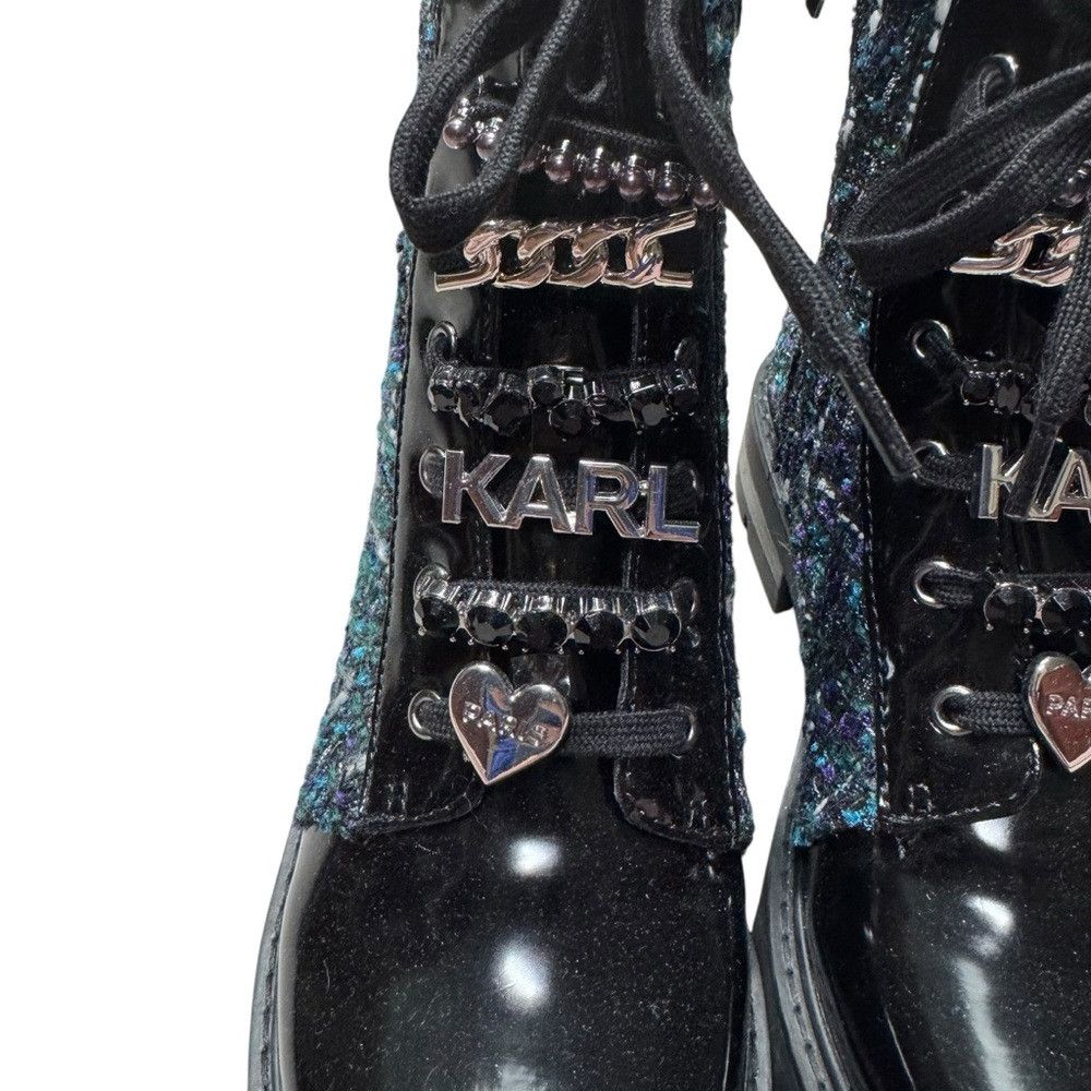 Karl Lagerfeld New KARL LAGERFELD PARIS Tweed Combat Boot Size 7 Size US 7 / IT 37 - 8 Thumbnail