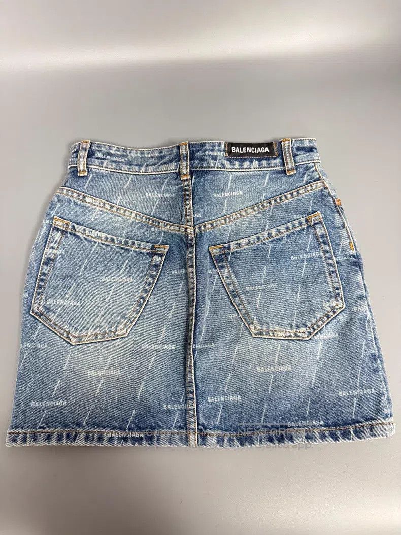 Balenciaga Balenciaga All-over logo denim short skirt Size 33" - 2 Thumbnail