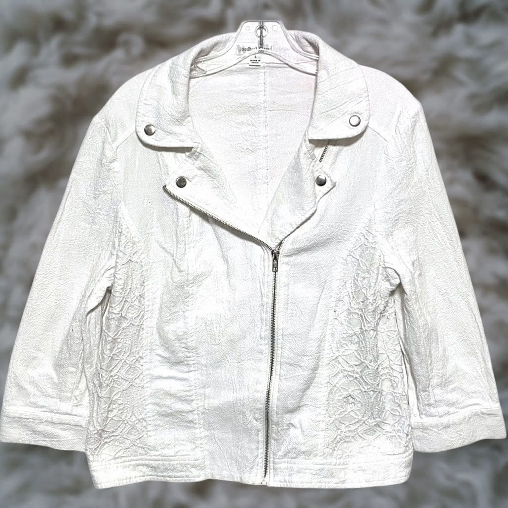 Vintage VINTAGE John Paul Richard Embroidered Floral Zip Jacket Womens L Chic Moto Quiet Luxury Size L / US 10 / IT 46 - 1 Thumbnail