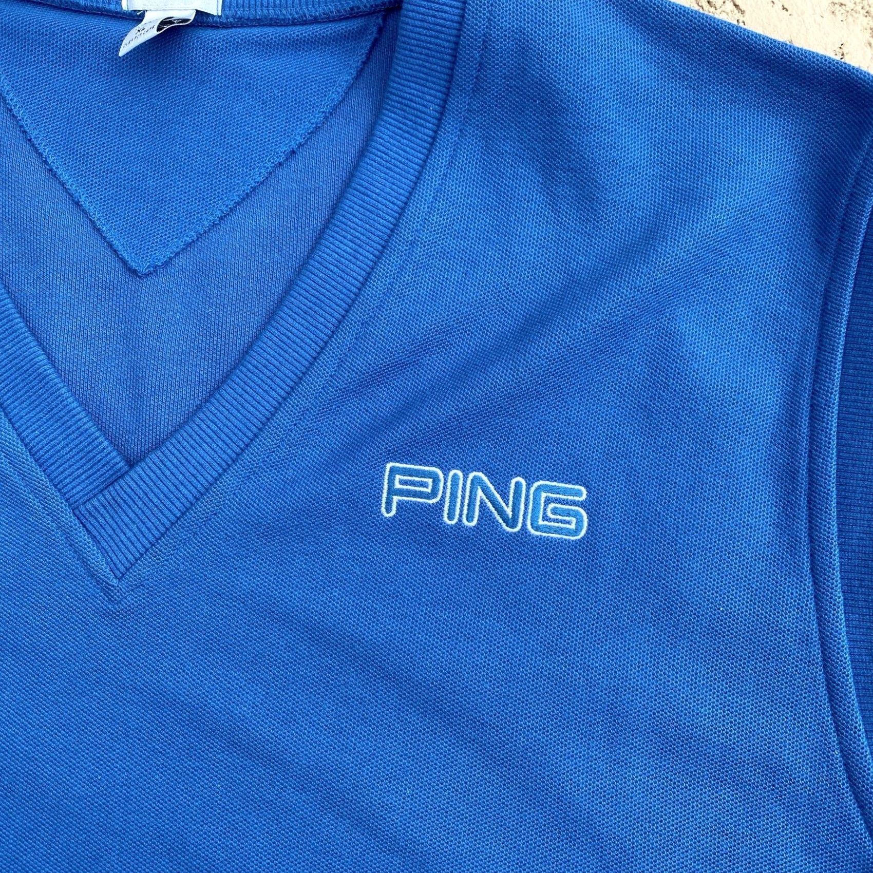 Vintage VINTAGE Ping Karsten Cotton Blue Sweater Vest XL Men's USA Knit Sleeveless V-Neck Vest Size US XL / EU 56 / 4 - 2 Thumbnail